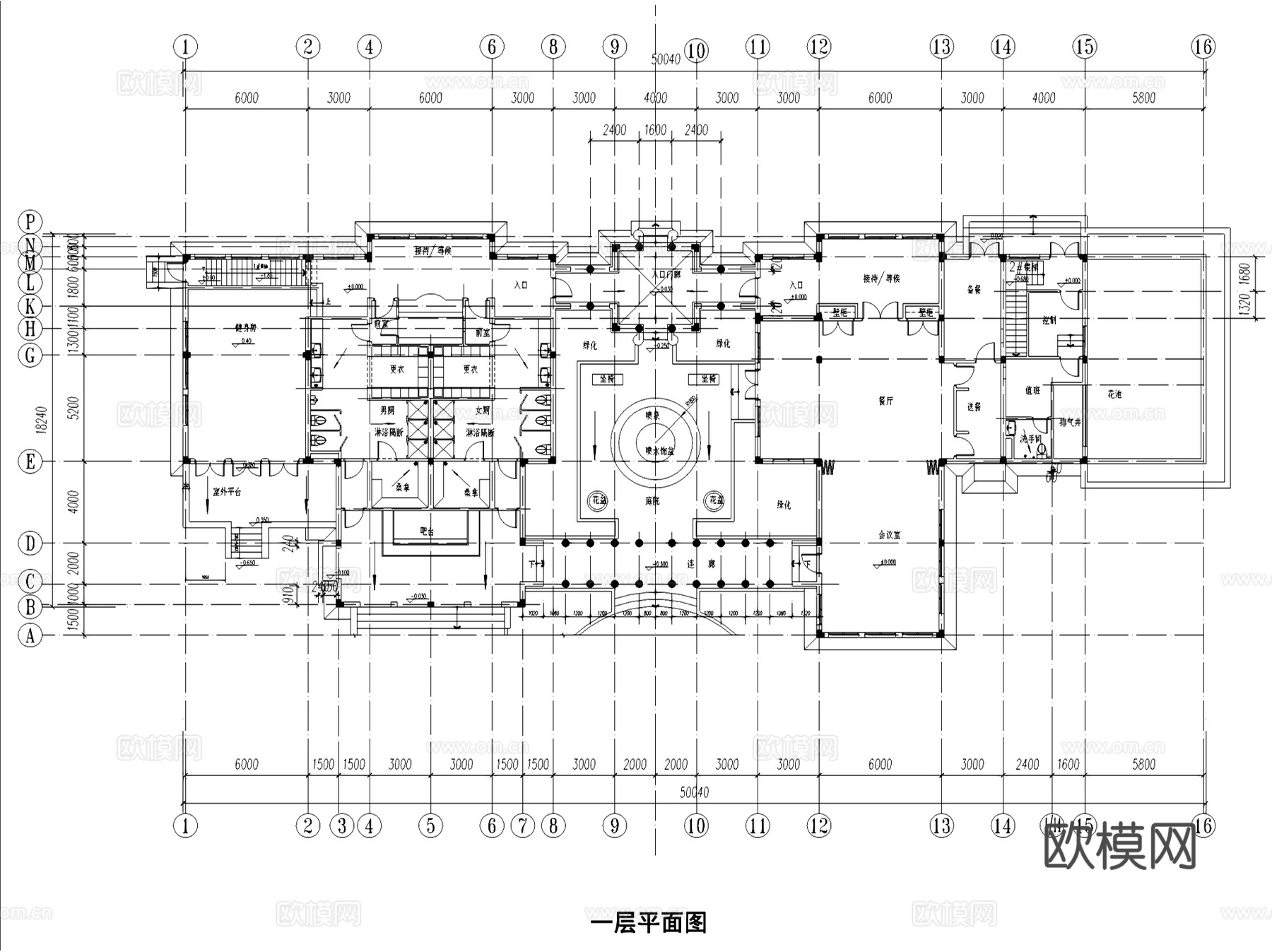 健身中心建筑CAD施工图集cad施工图