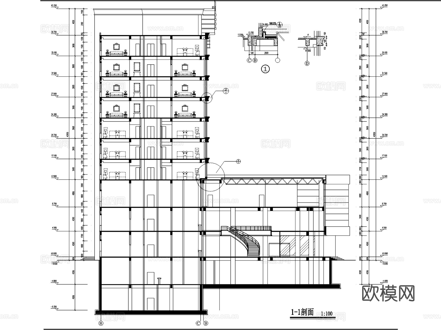 酒店建筑CAD施工图集cad施工图