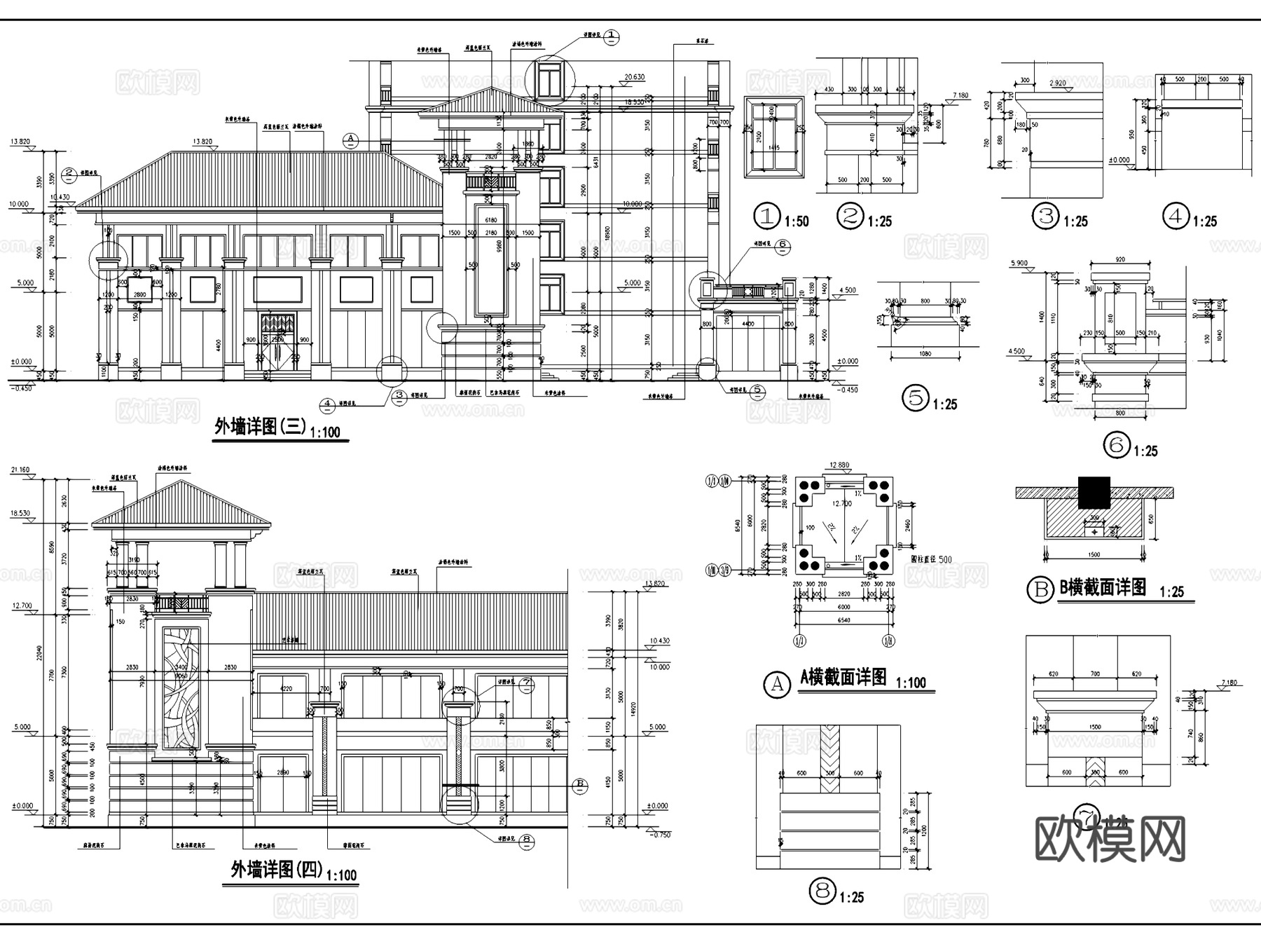 汇景酒店建筑CAD施工图集cad施工图