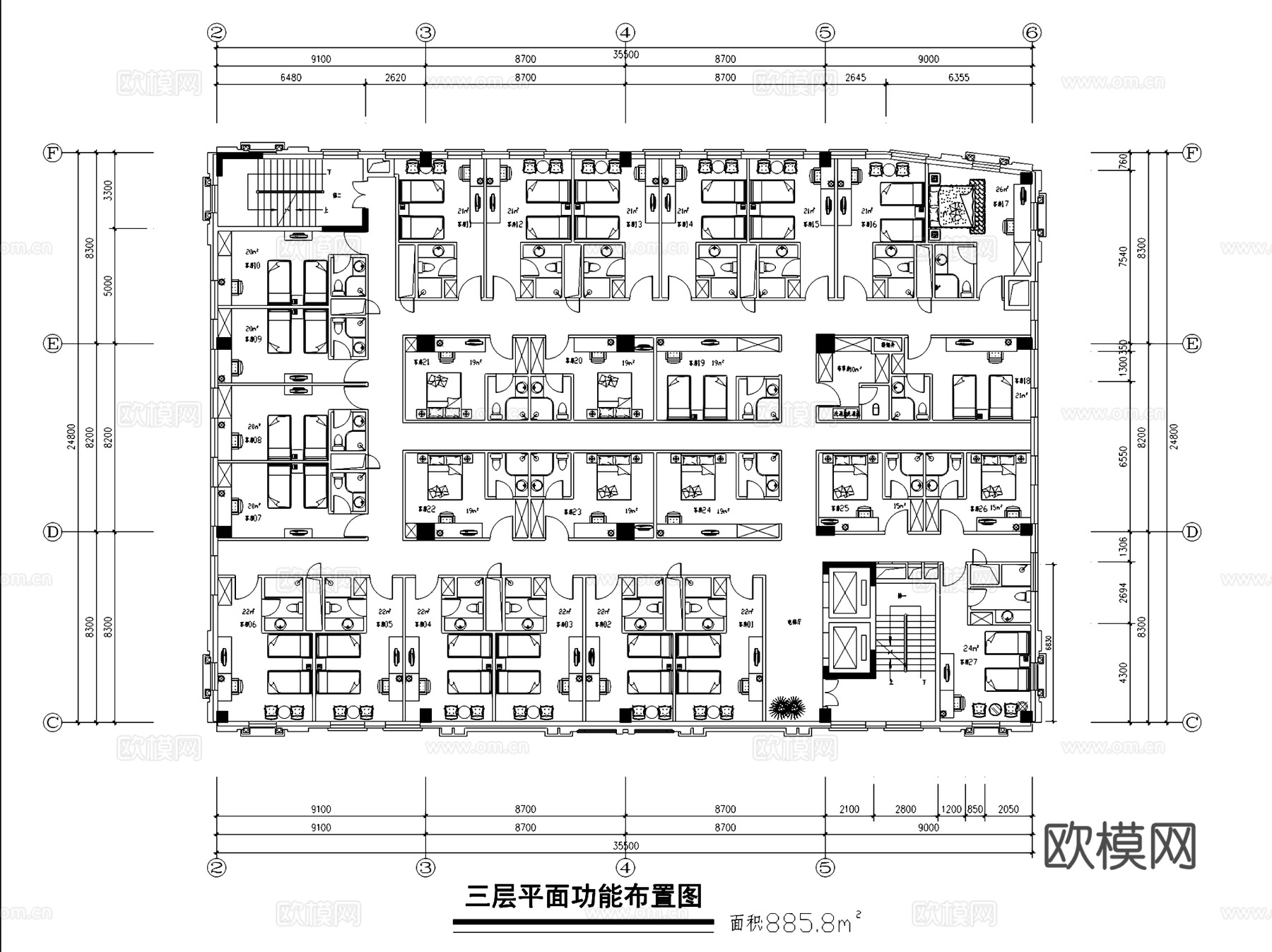 酒店建筑平面图CAD施工图cad施工图