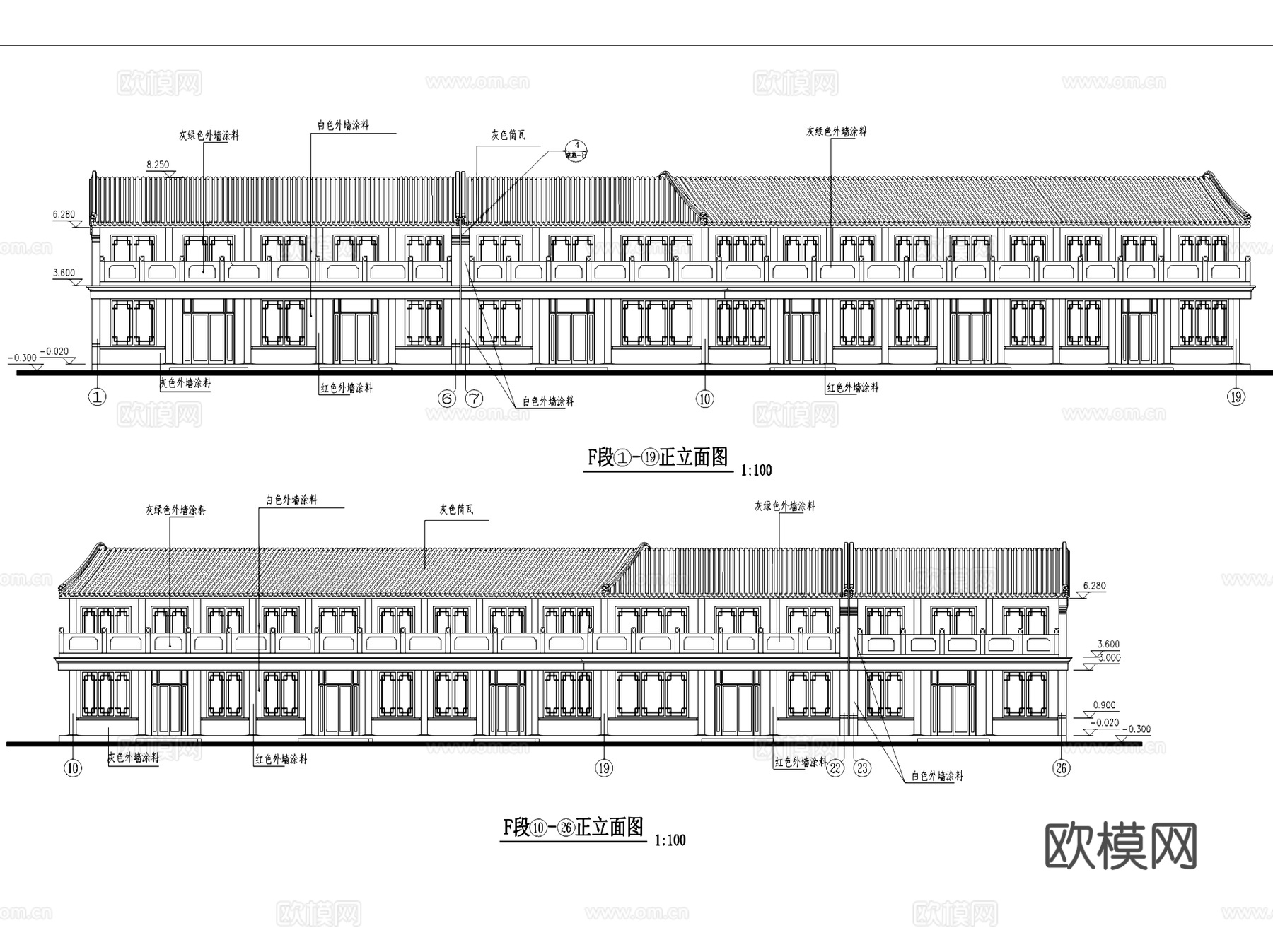 仿古商业街建筑CAD施工图集cad施工图