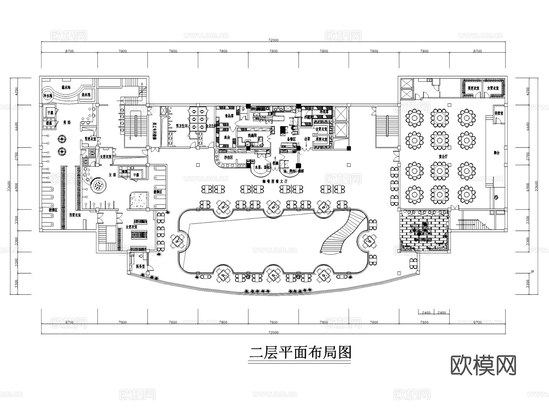 酒店平面布置图室内装饰CAD施工图cad施工图