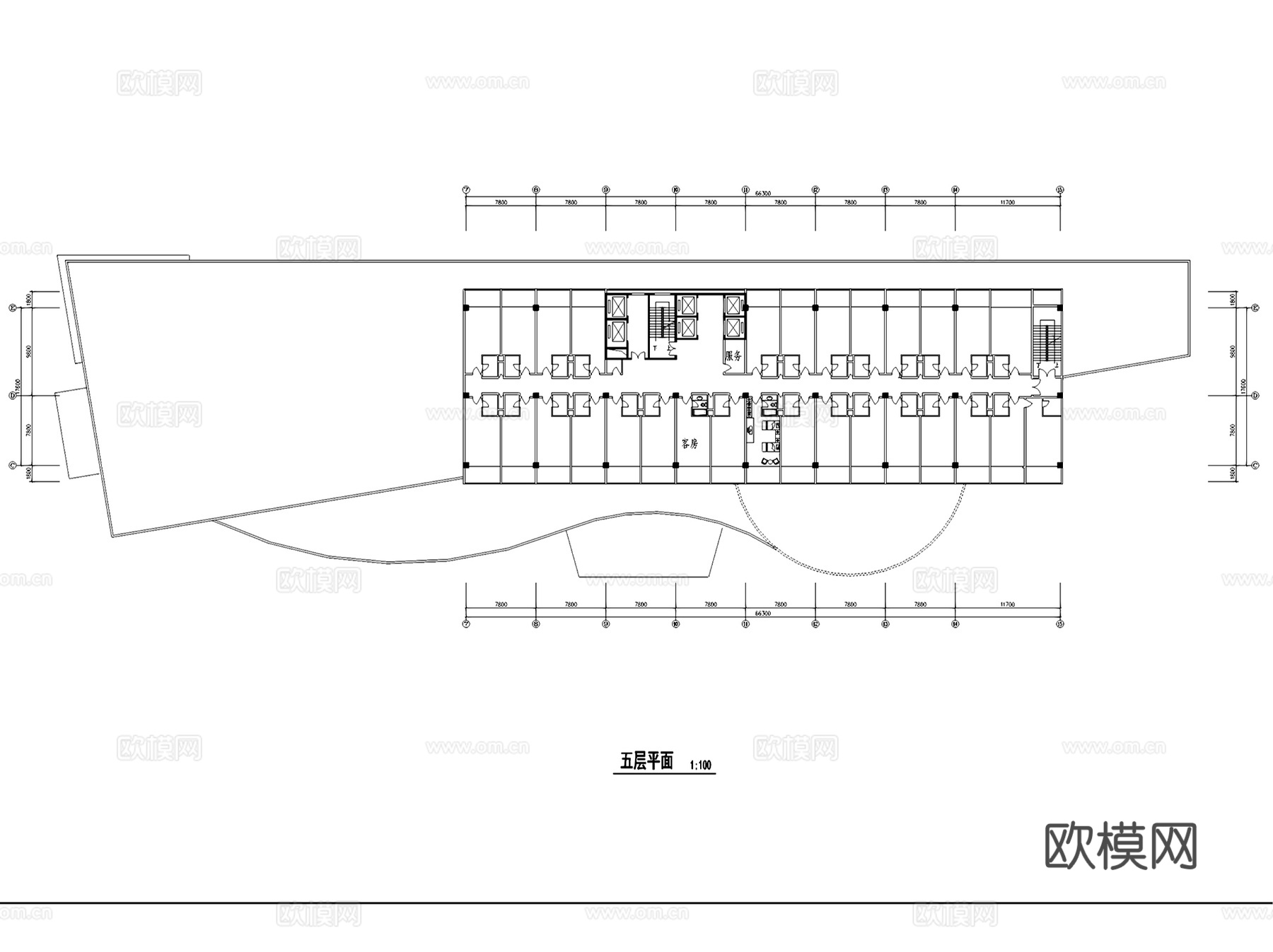 酒店平立面建筑CAD施工图集cad施工图