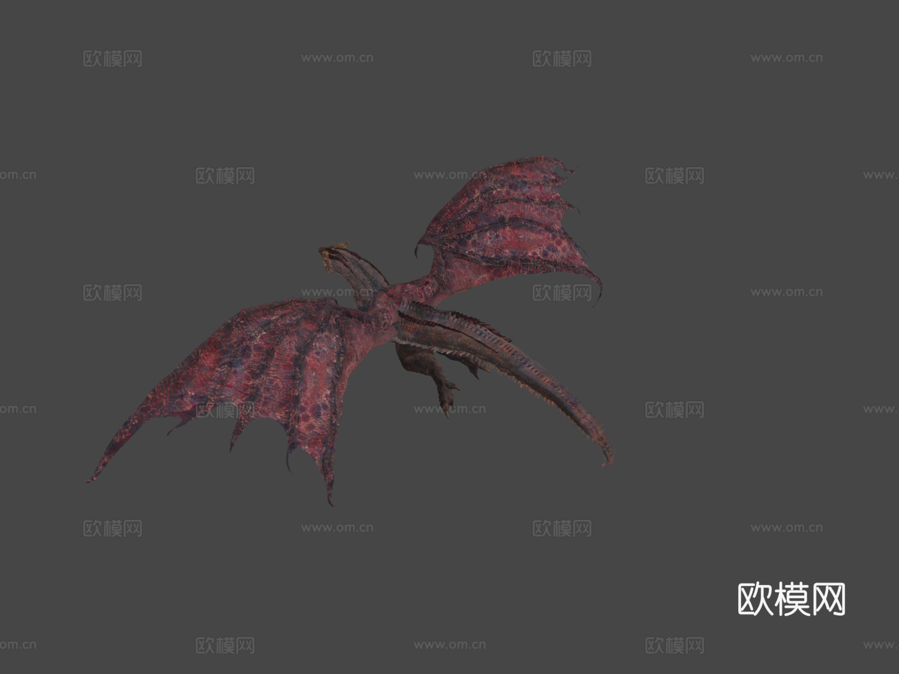 带纹理的黑暗巨龙基尔加拉3d模型下载（渲染图7）