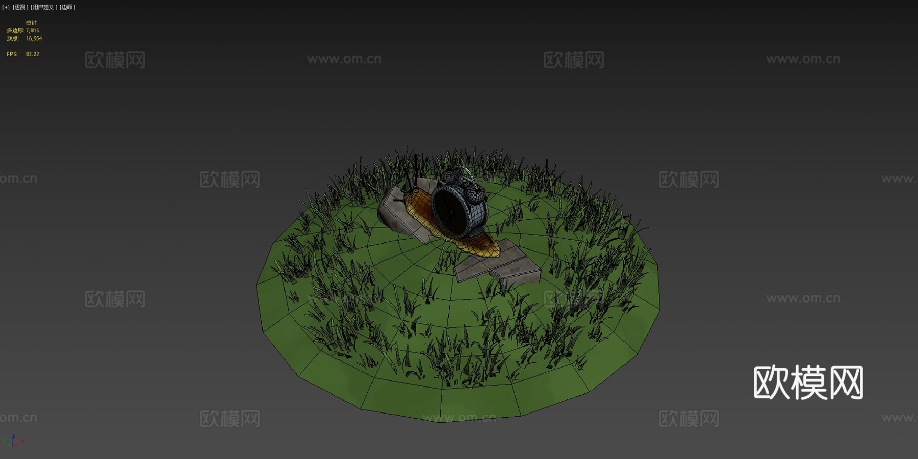 时钟蜗牛3d模型下载（渲染图4）