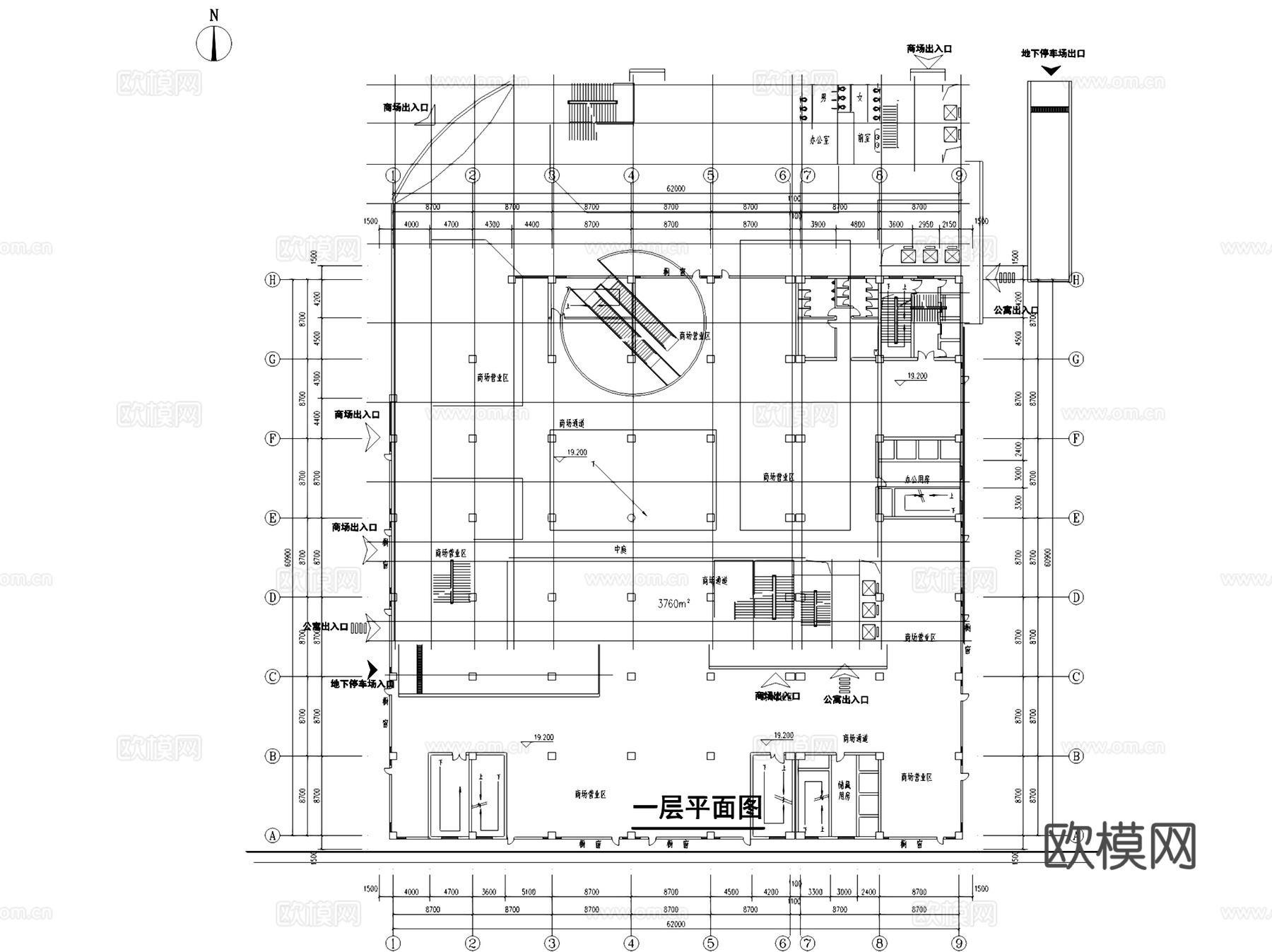 高层商场综合商业建筑CAD施工图集cad施工图