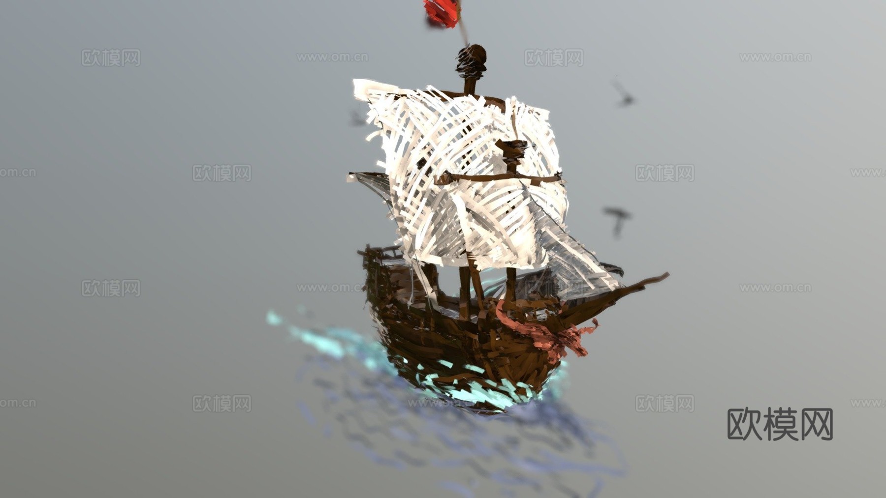 船与鲸3d模型下载（渲染图1）