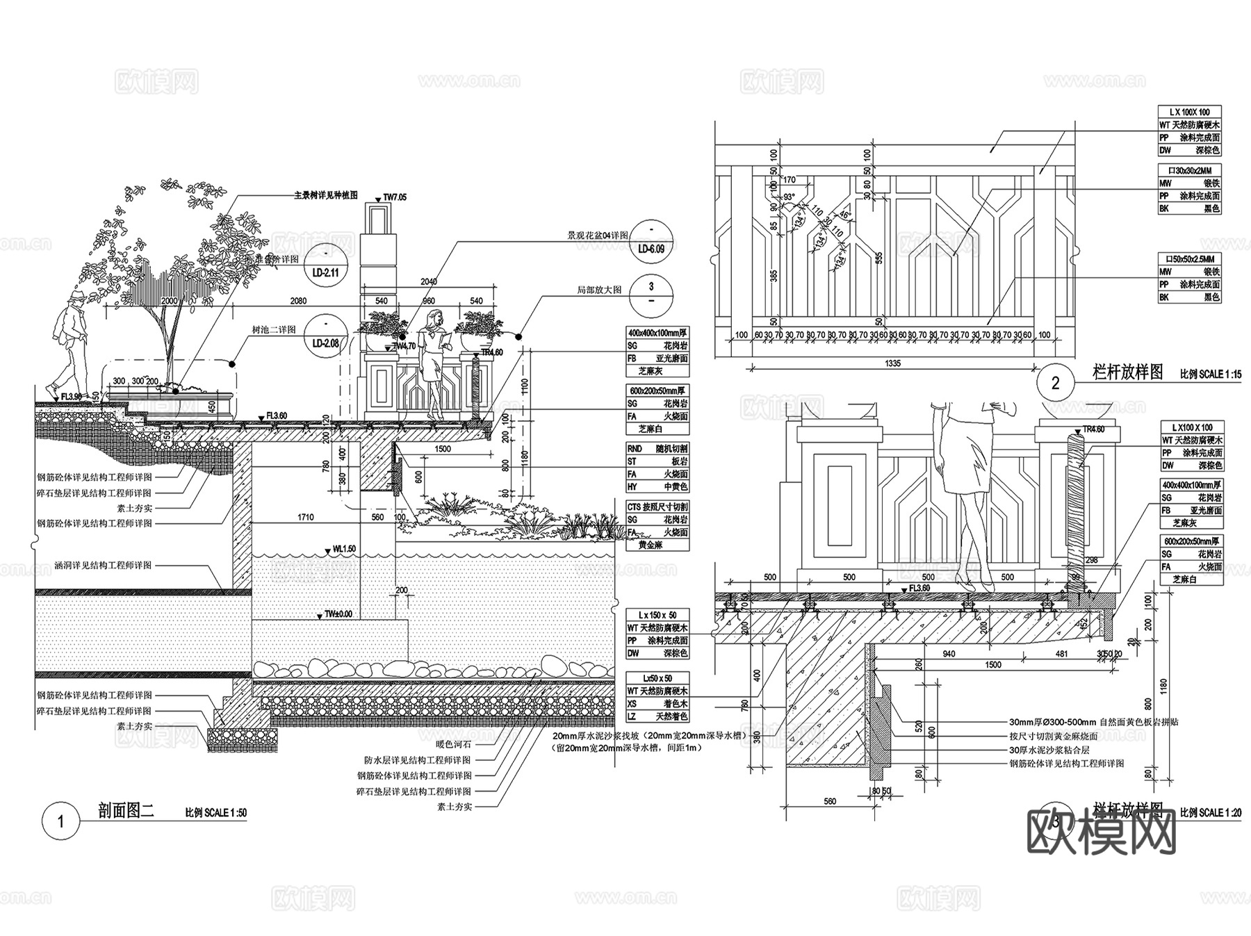 滨水观景平台节点大样CAD施工图集cad施工图