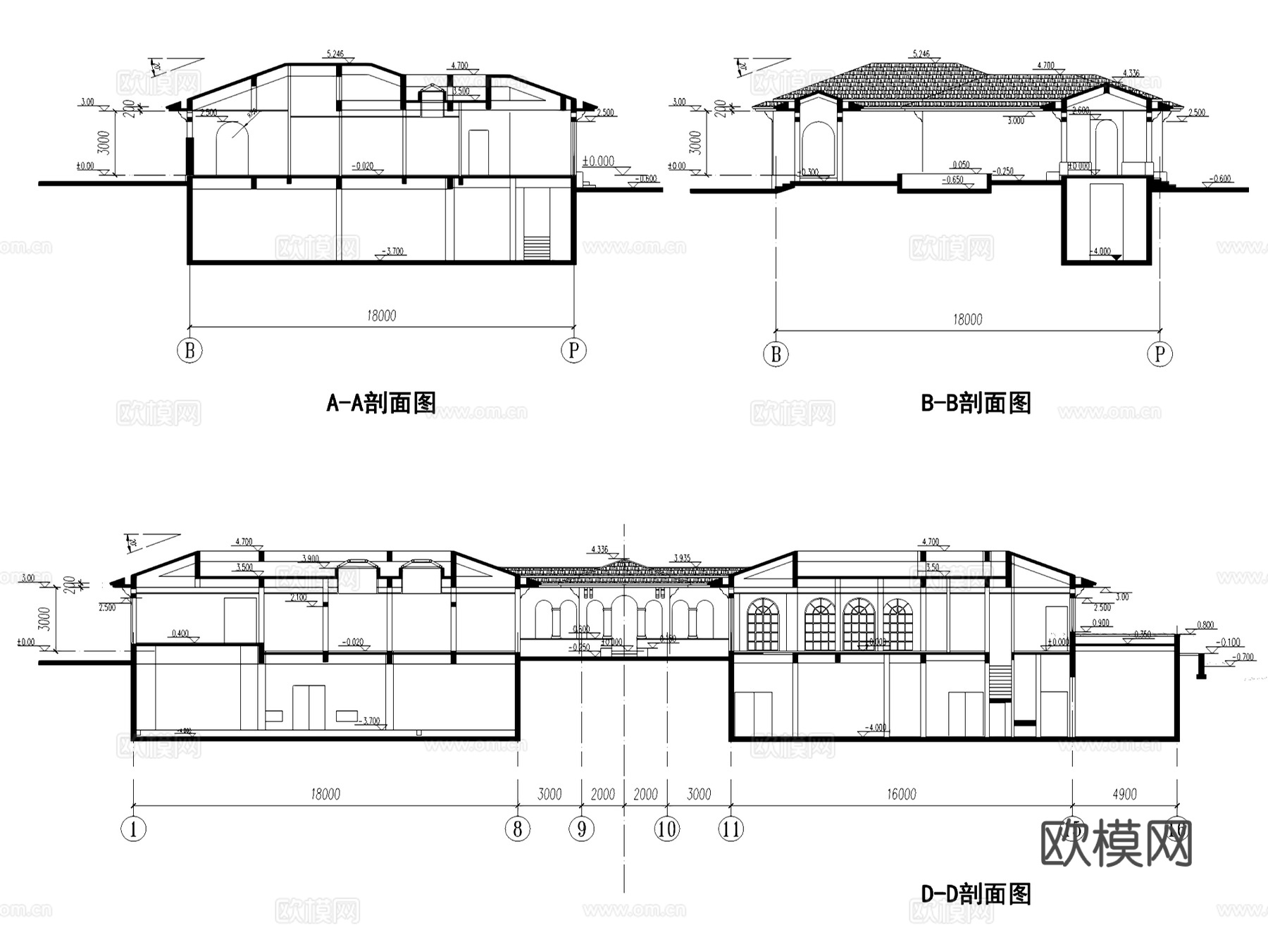 健身中心建筑CAD施工图集cad施工图