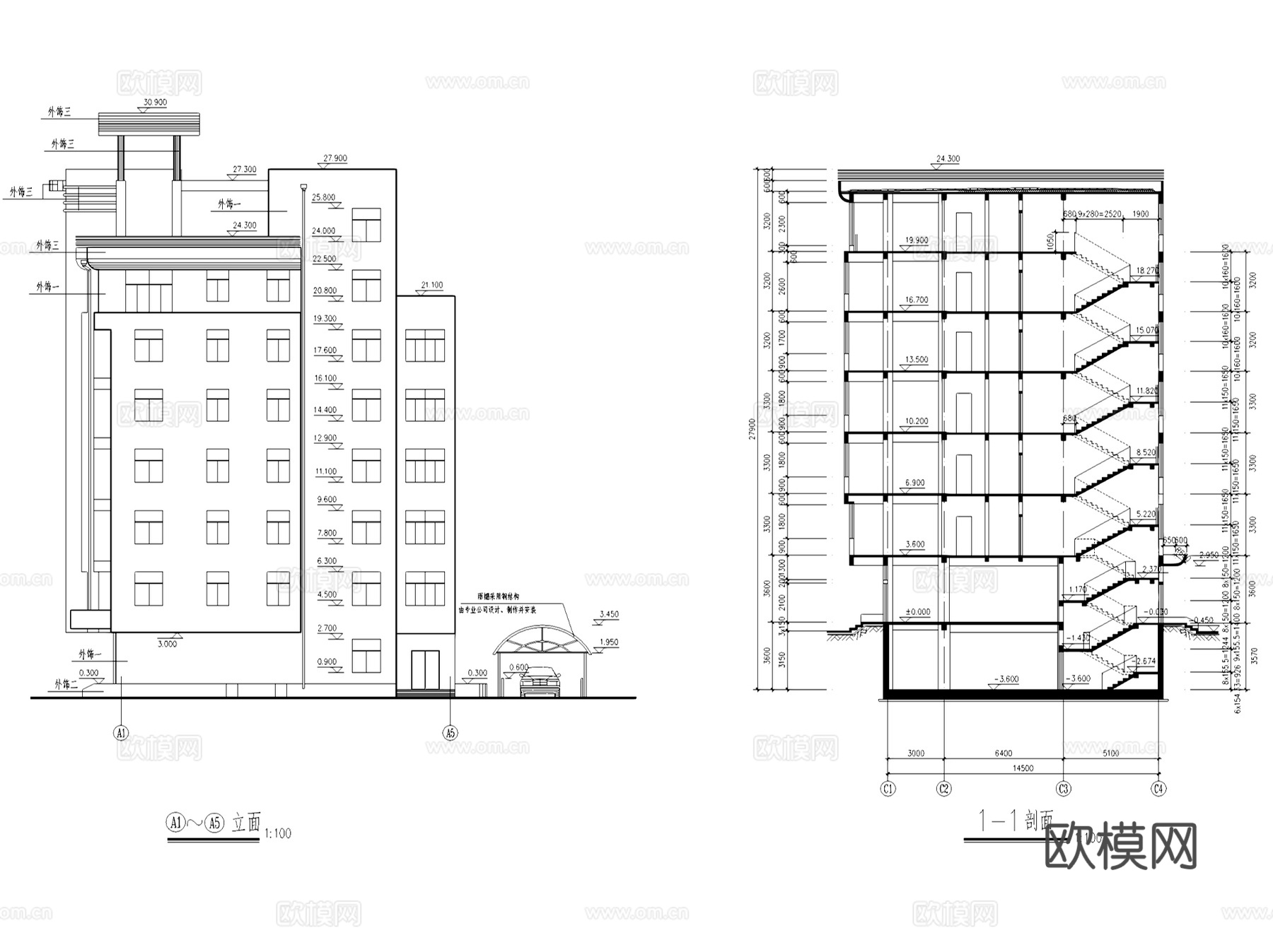 酒店旅馆宾馆建筑CAD施工图集cad施工图