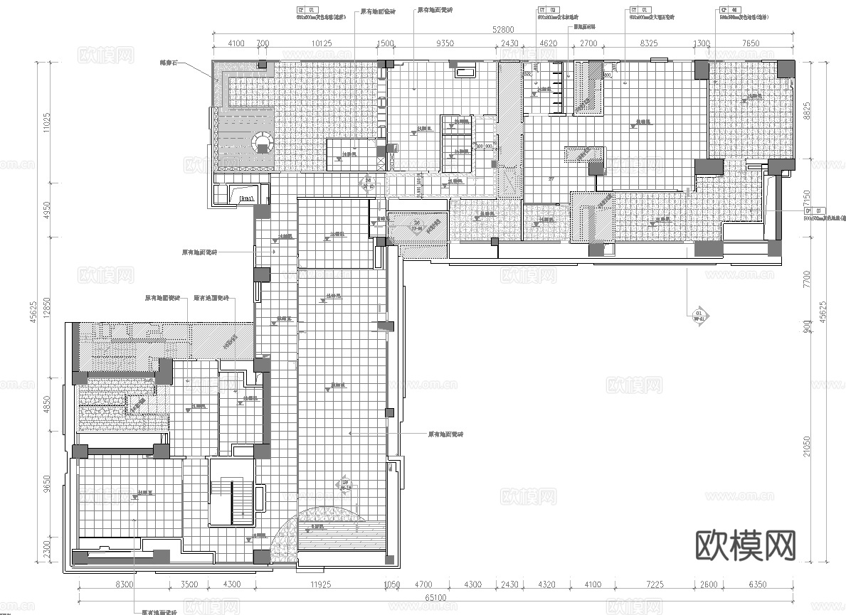 服务中心办公 最新全套施工图设计cad施工图