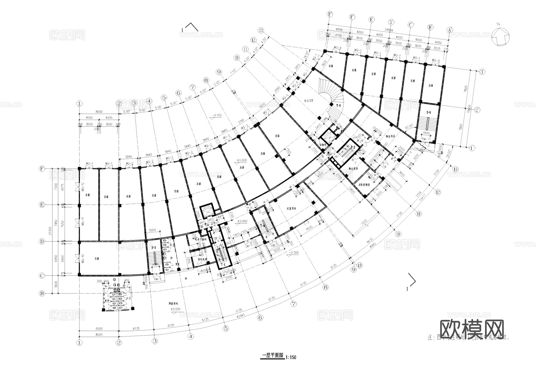 底层商业办公高层公寓综合楼建筑CAD施工图集cad施工图