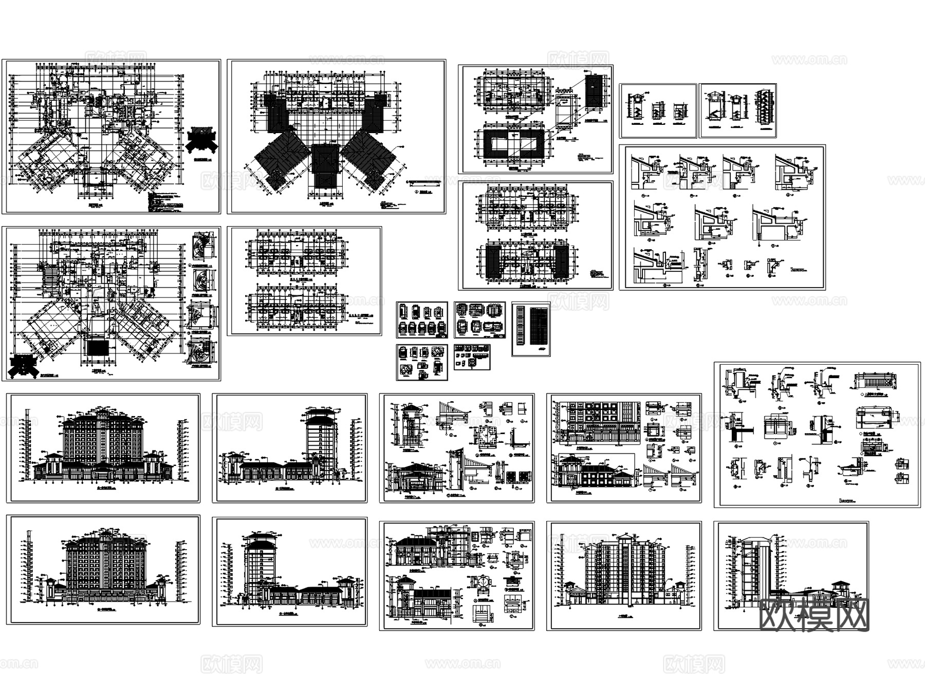 汇景酒店建筑CAD施工图集cad施工图