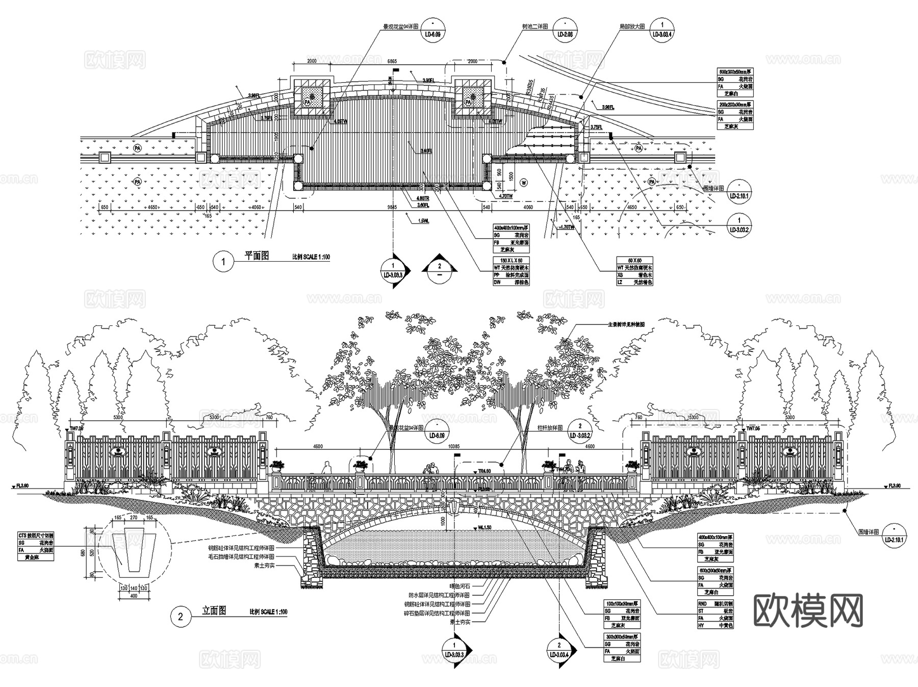 滨水观景平台节点大样CAD施工图集cad施工图