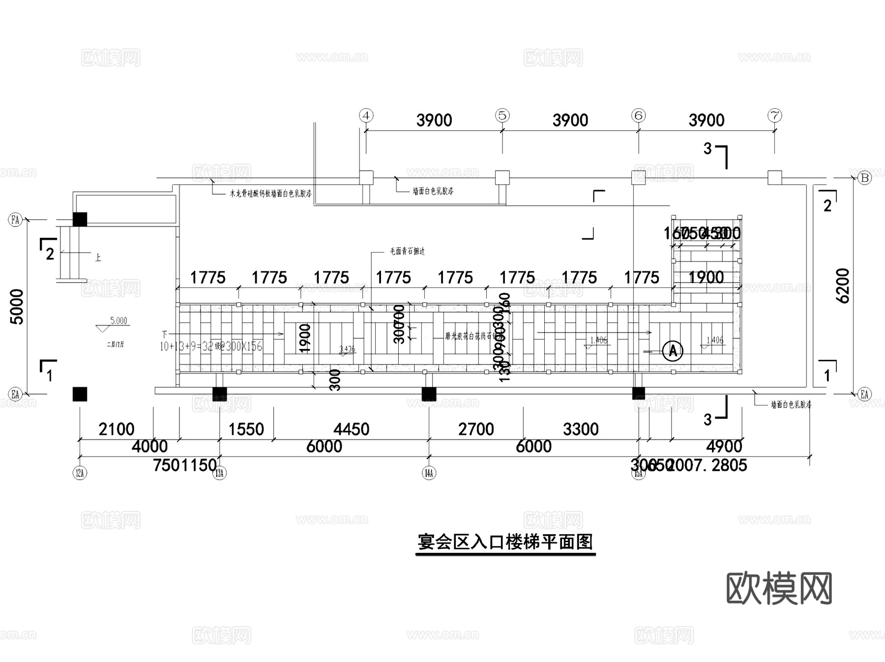 饭店宴会区入口楼梯室内装饰CAD施工图集cad施工图