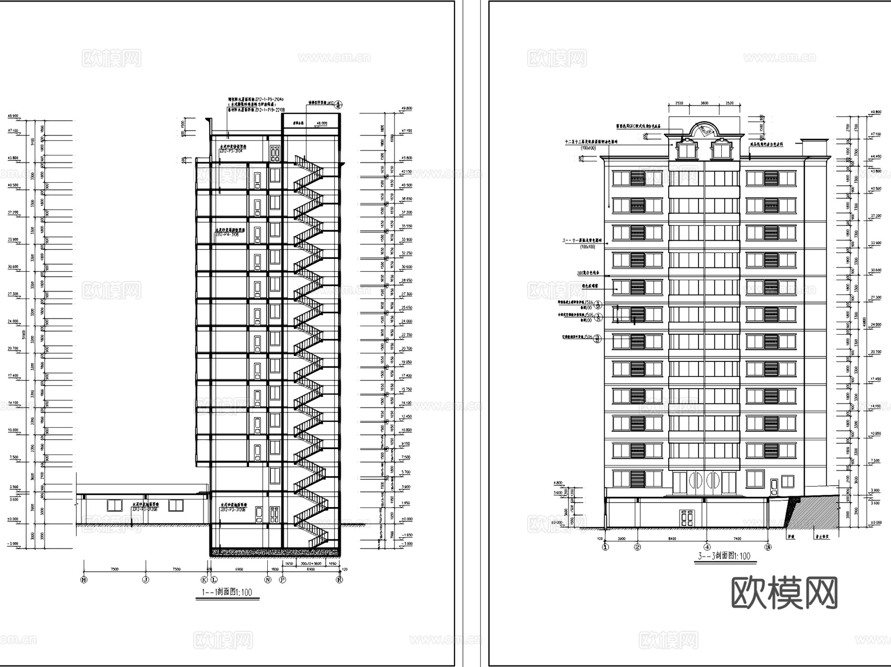 金沙江大酒店及附属用房建筑CAD施工图集cad施工图