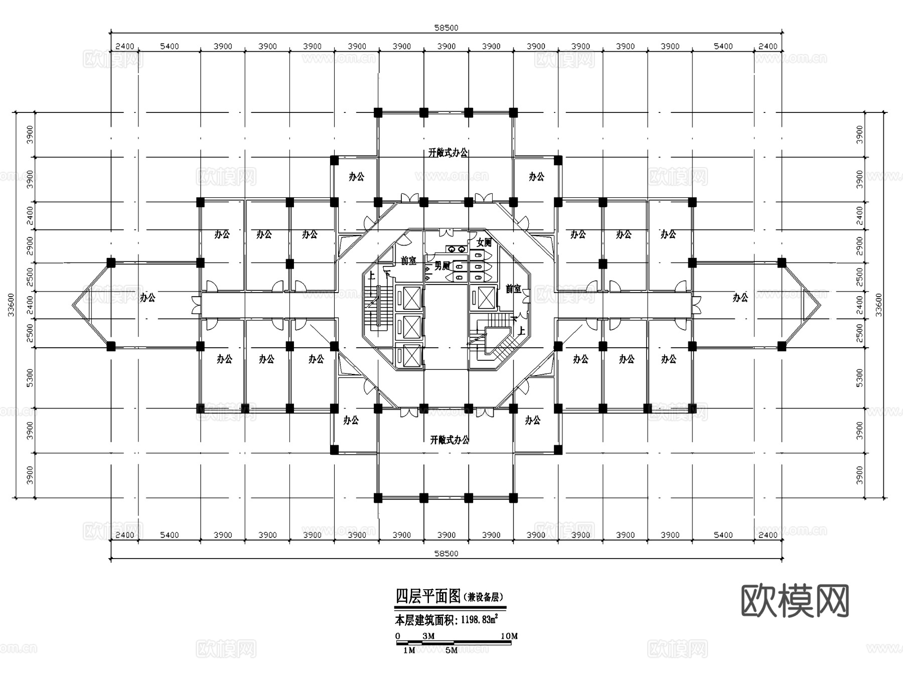 酒店各层平面建筑CAD施工图集cad施工图
