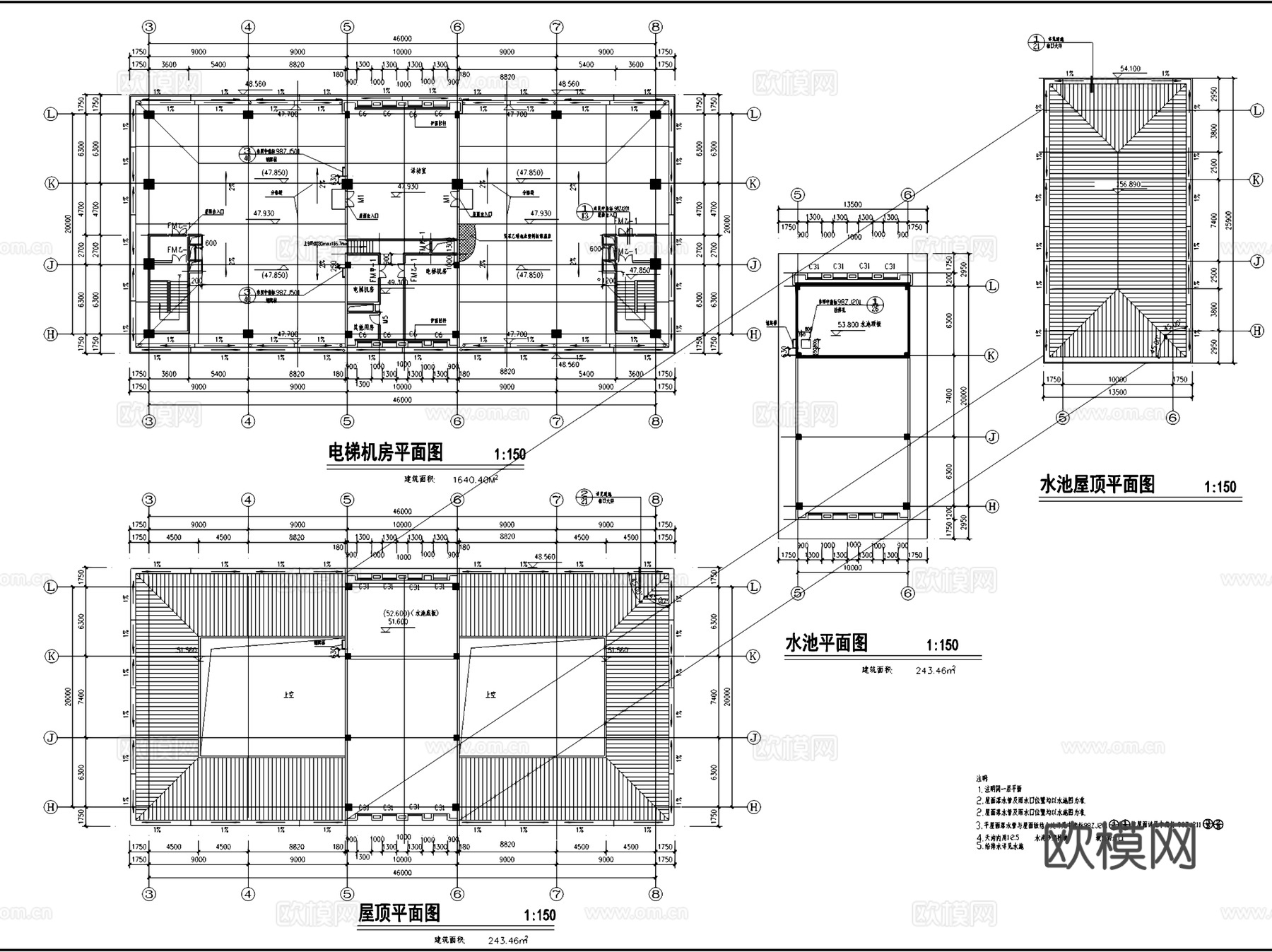 汇景酒店建筑CAD施工图集cad施工图