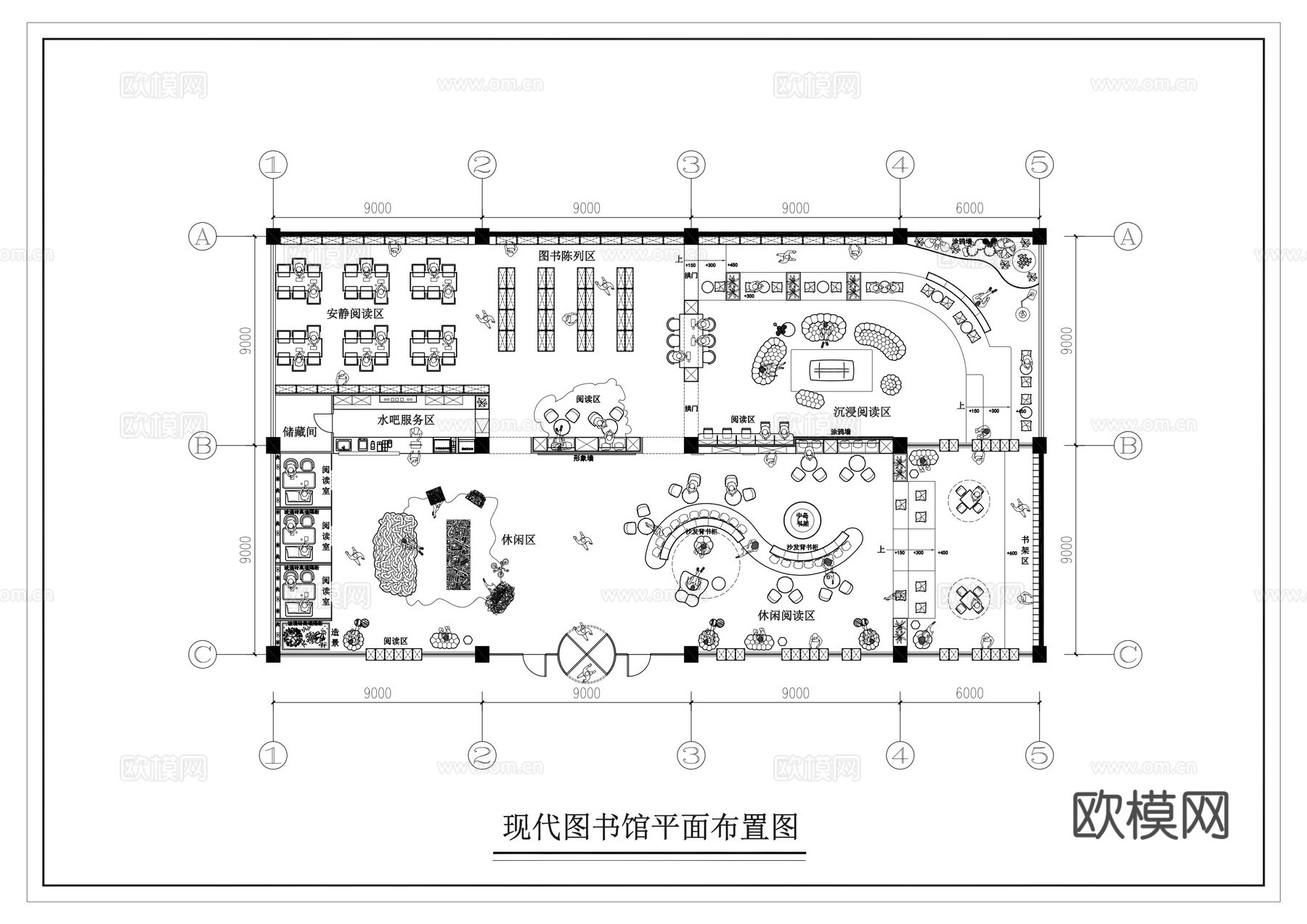 图书馆 最新平面施工图设计cad施工图