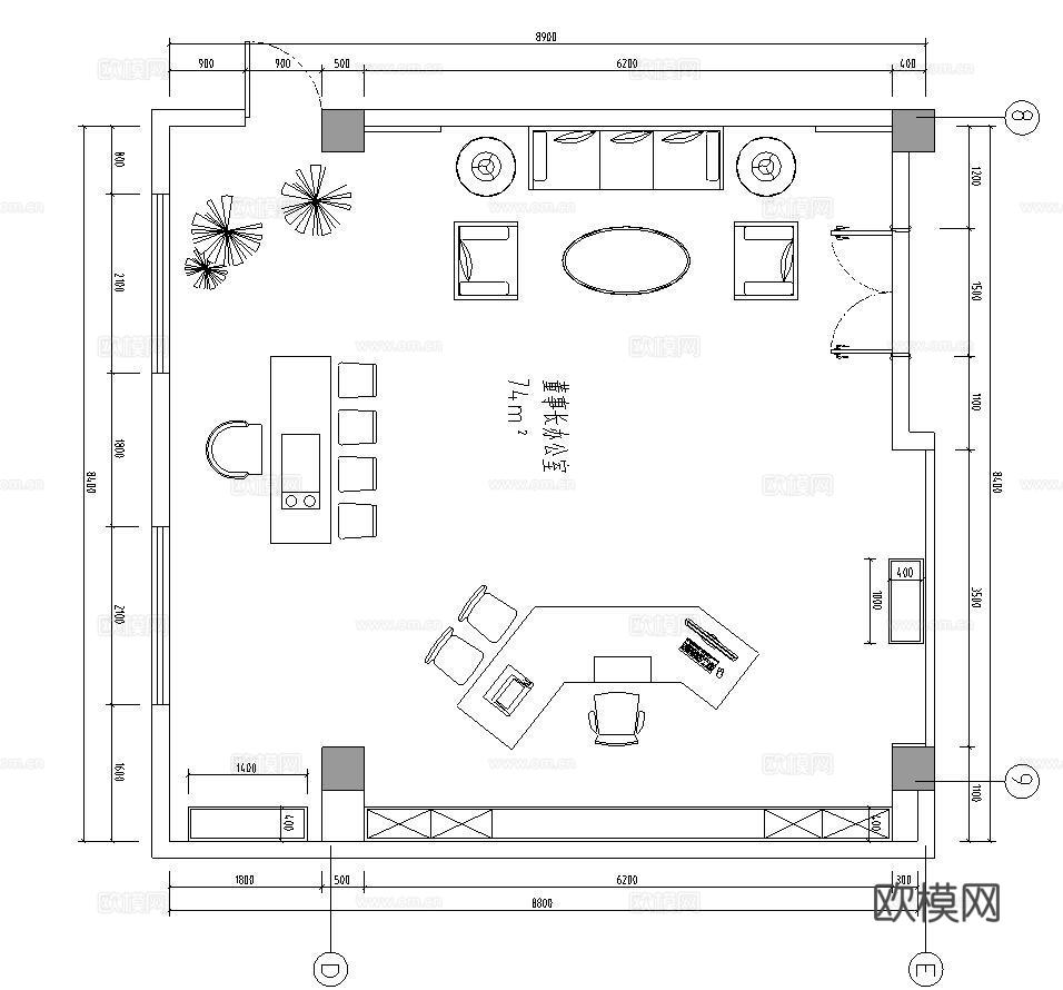 总经理 董事长 办公室 最新全套施工图设计cad施工图