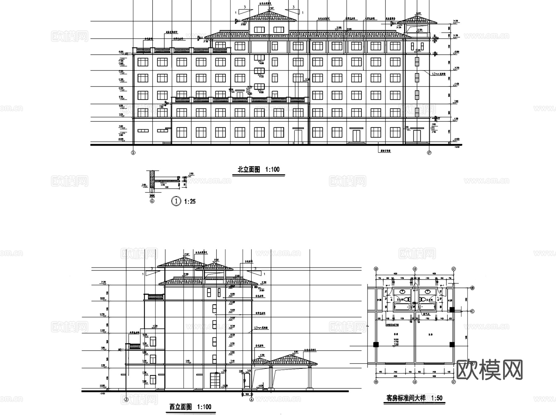 酒店建筑全套CAD施工图集cad施工图
