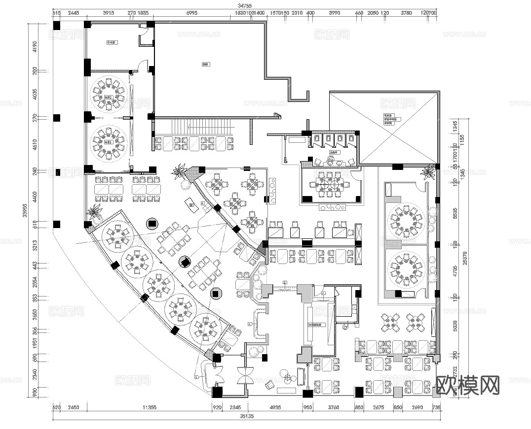 高档中餐厅 最新全套施工图设计cad施工图