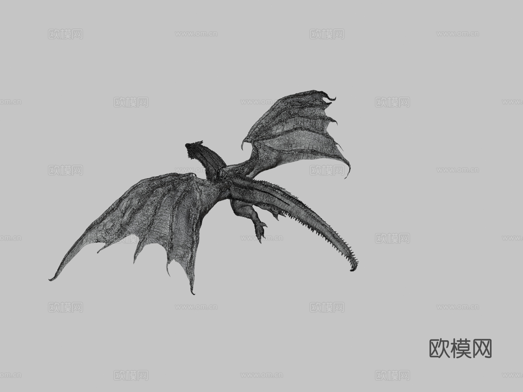 带纹理的黑暗巨龙基尔加拉3d模型下载（渲染图3）