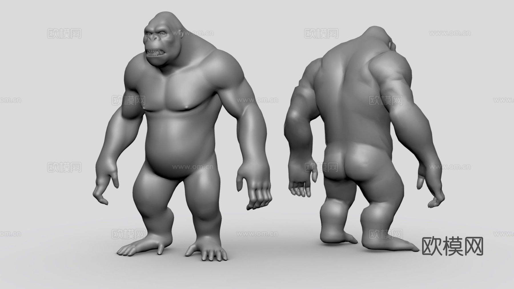 大猩猩基础网格  拓扑UV贴图3d模型3d模型下载（渲染图1）