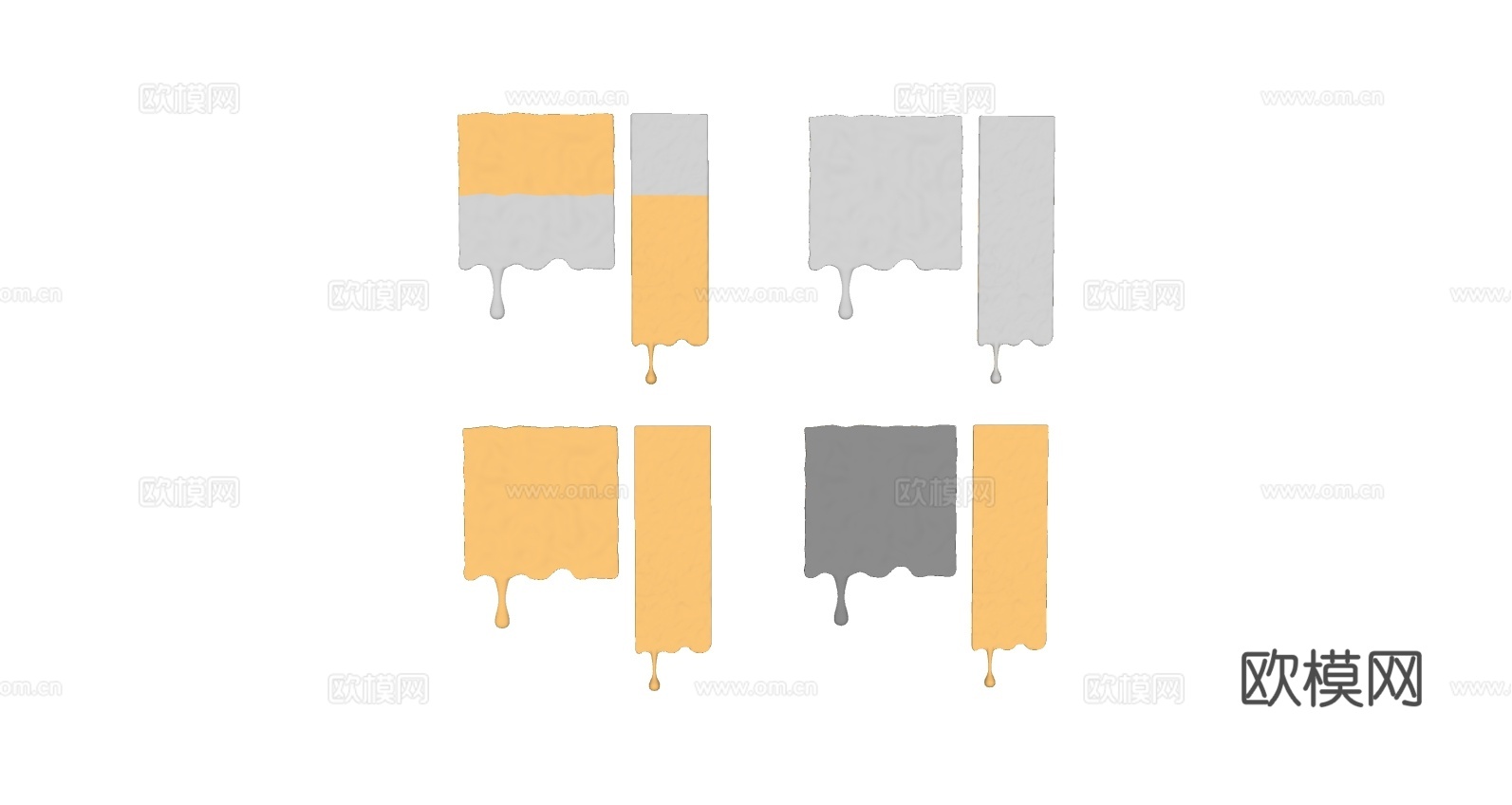 现代抽象液滴水波纹装饰板 液态金属褶皱纹理 电视背景墙su模型