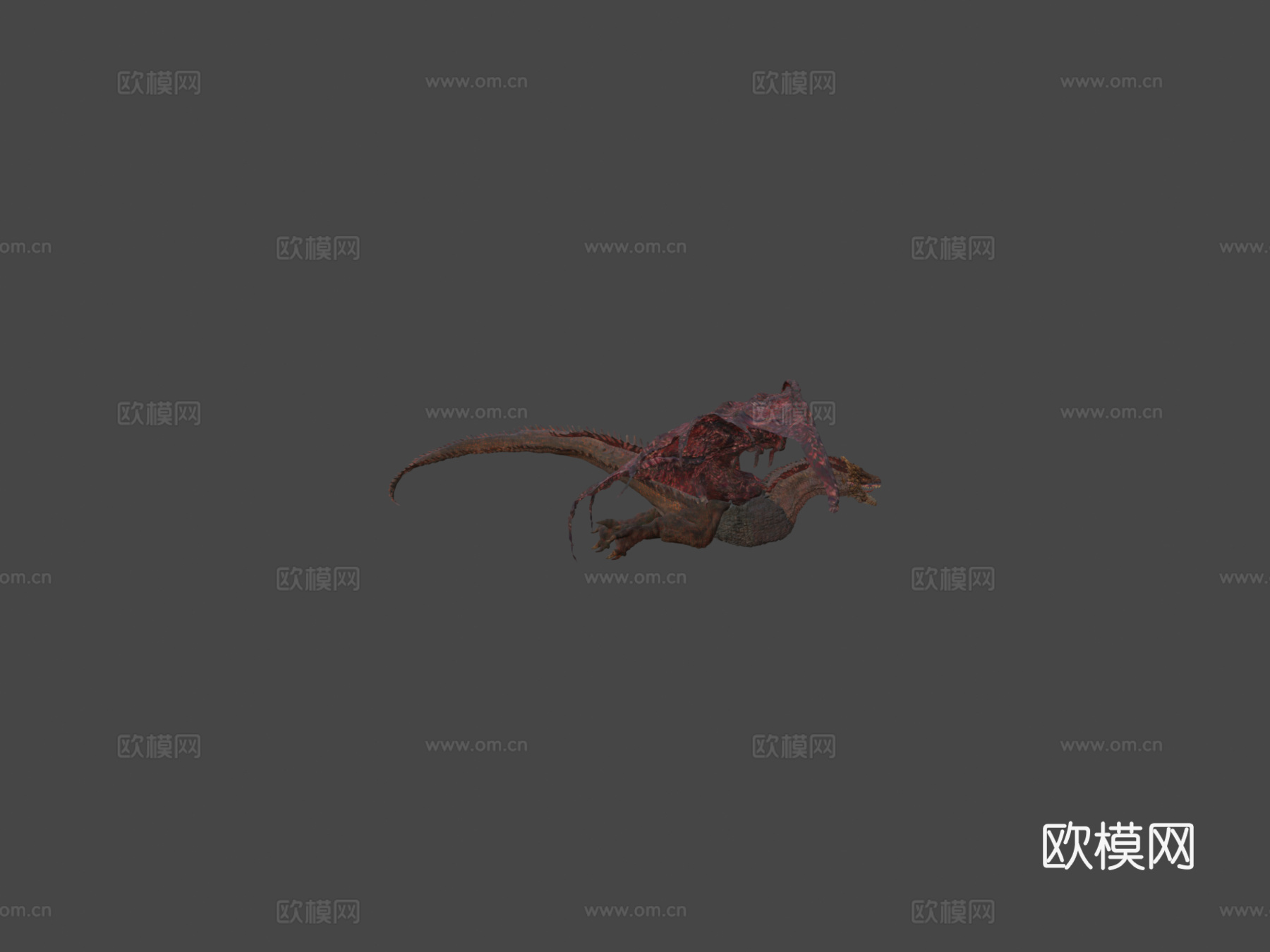 带纹理的黑暗巨龙基尔加拉3d模型下载（渲染图5）