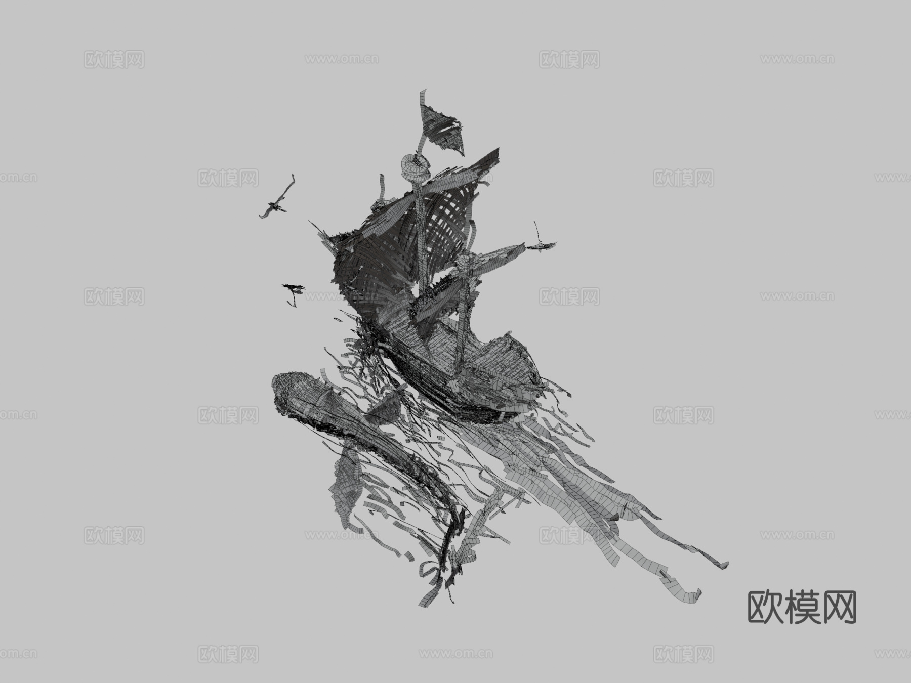 船与鲸3d模型下载（渲染图3）