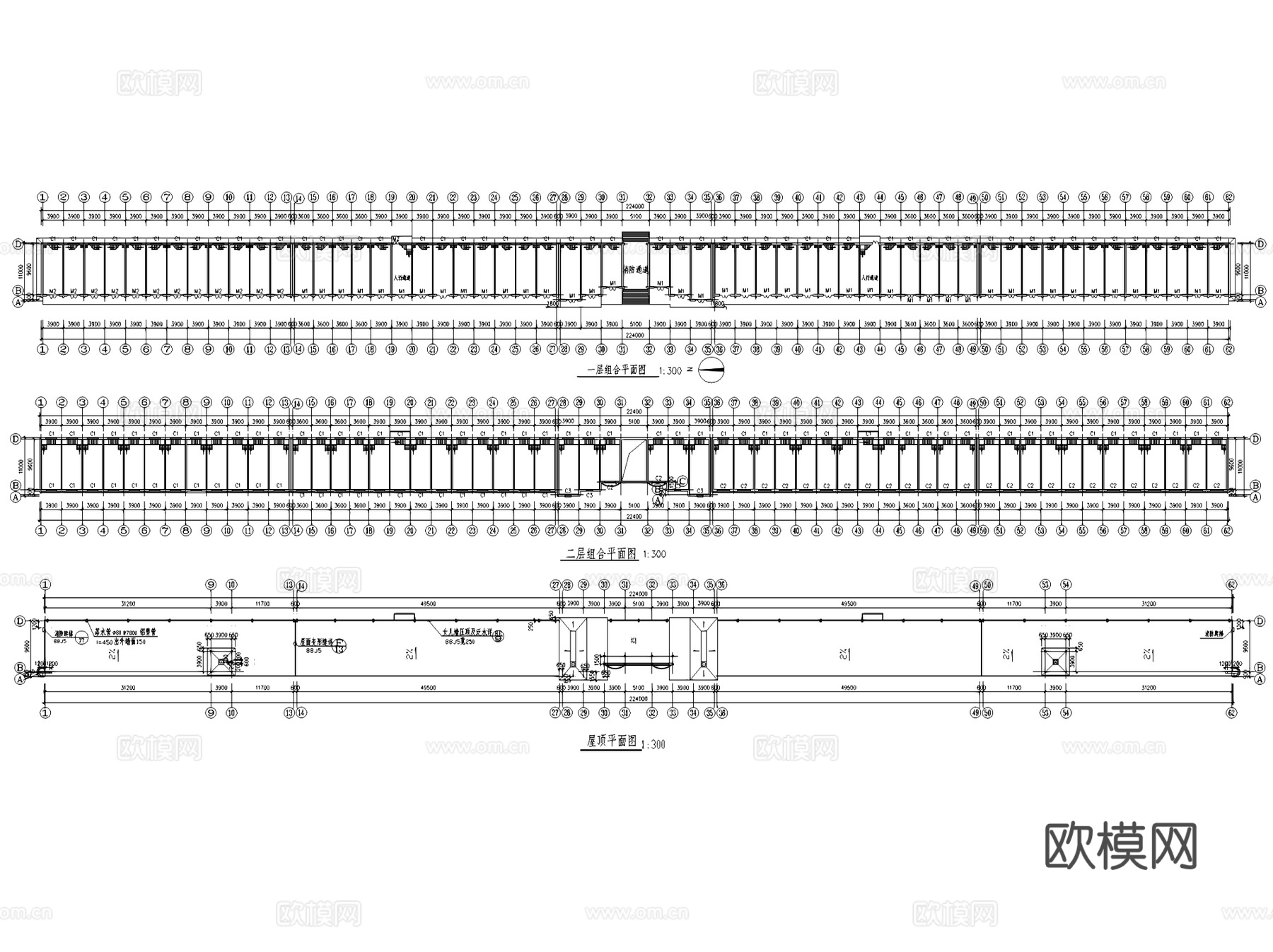 二层商业楼门面房建筑CAD施工图集cad施工图