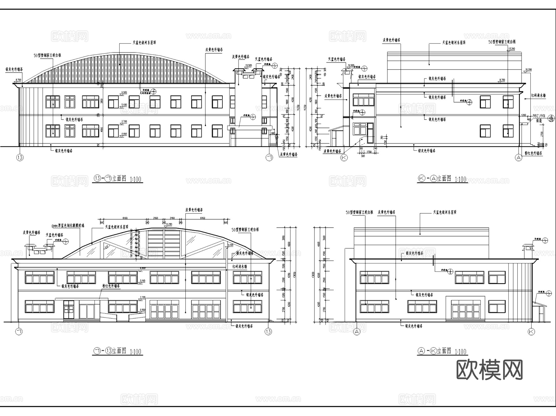 二层食堂建筑CAD施工图集cad施工图