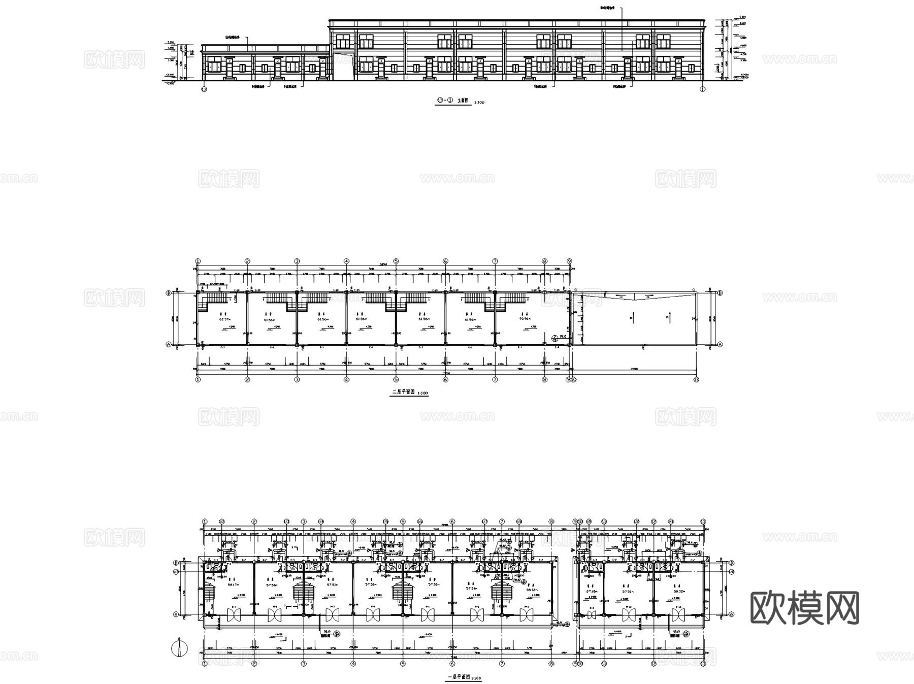 二层商业楼建筑CAD施工图集cad施工图