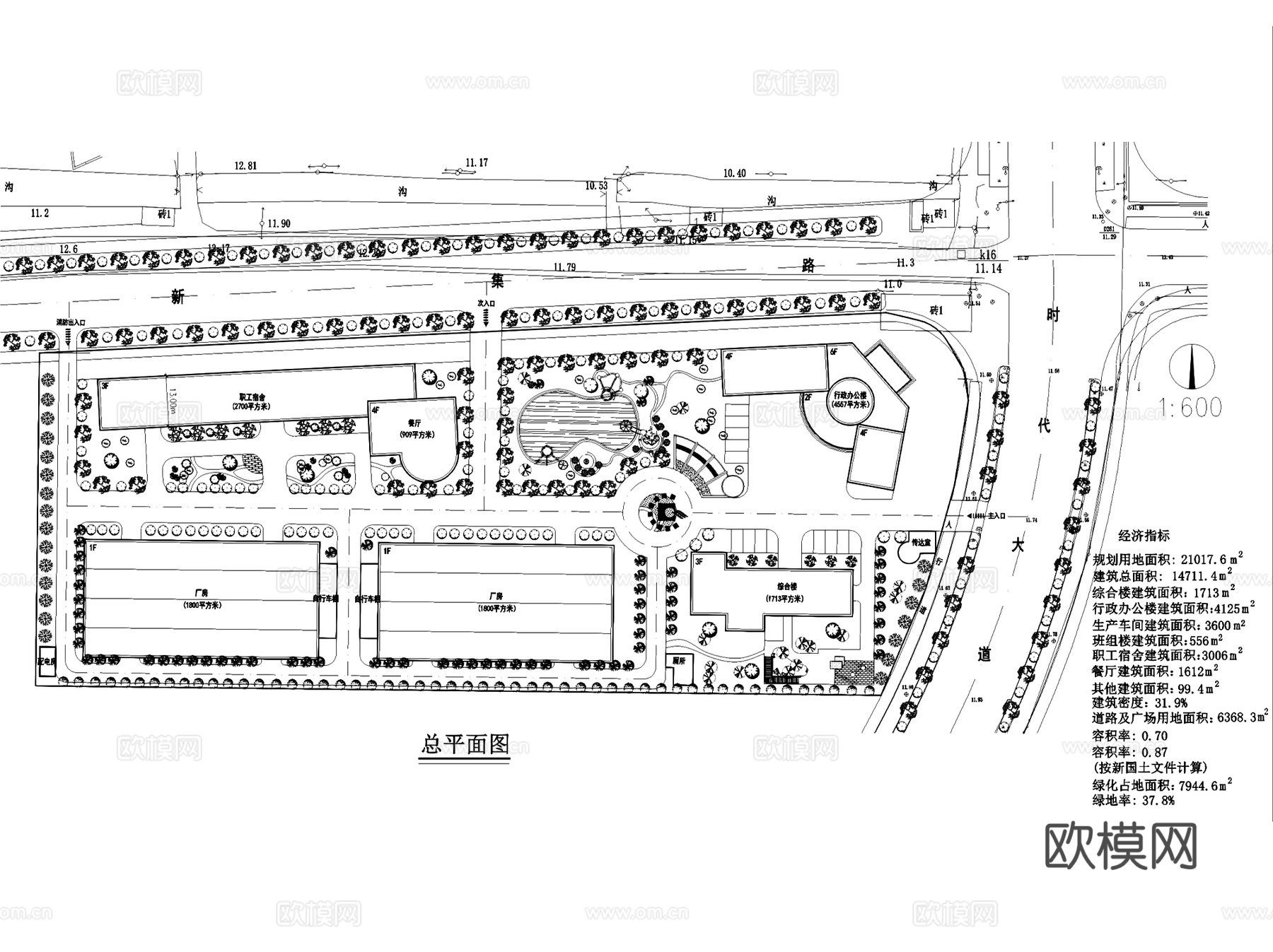 工业园区景观规划总平面CAD施工图cad施工图