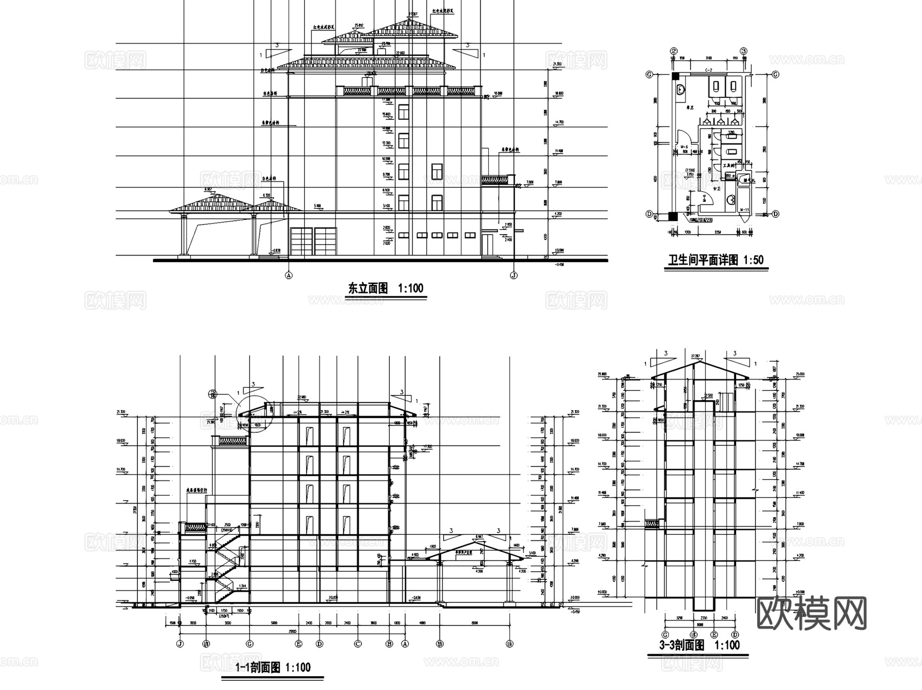 酒店建筑全套CAD施工图集cad施工图