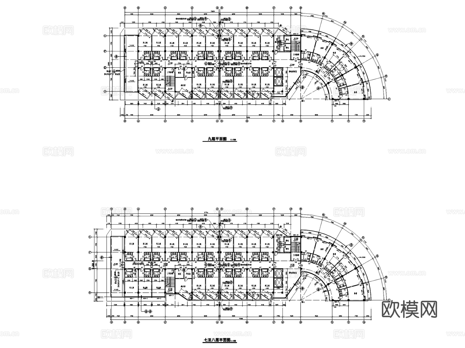 翠湖山庄酒店建筑CAD施工图集cad施工图