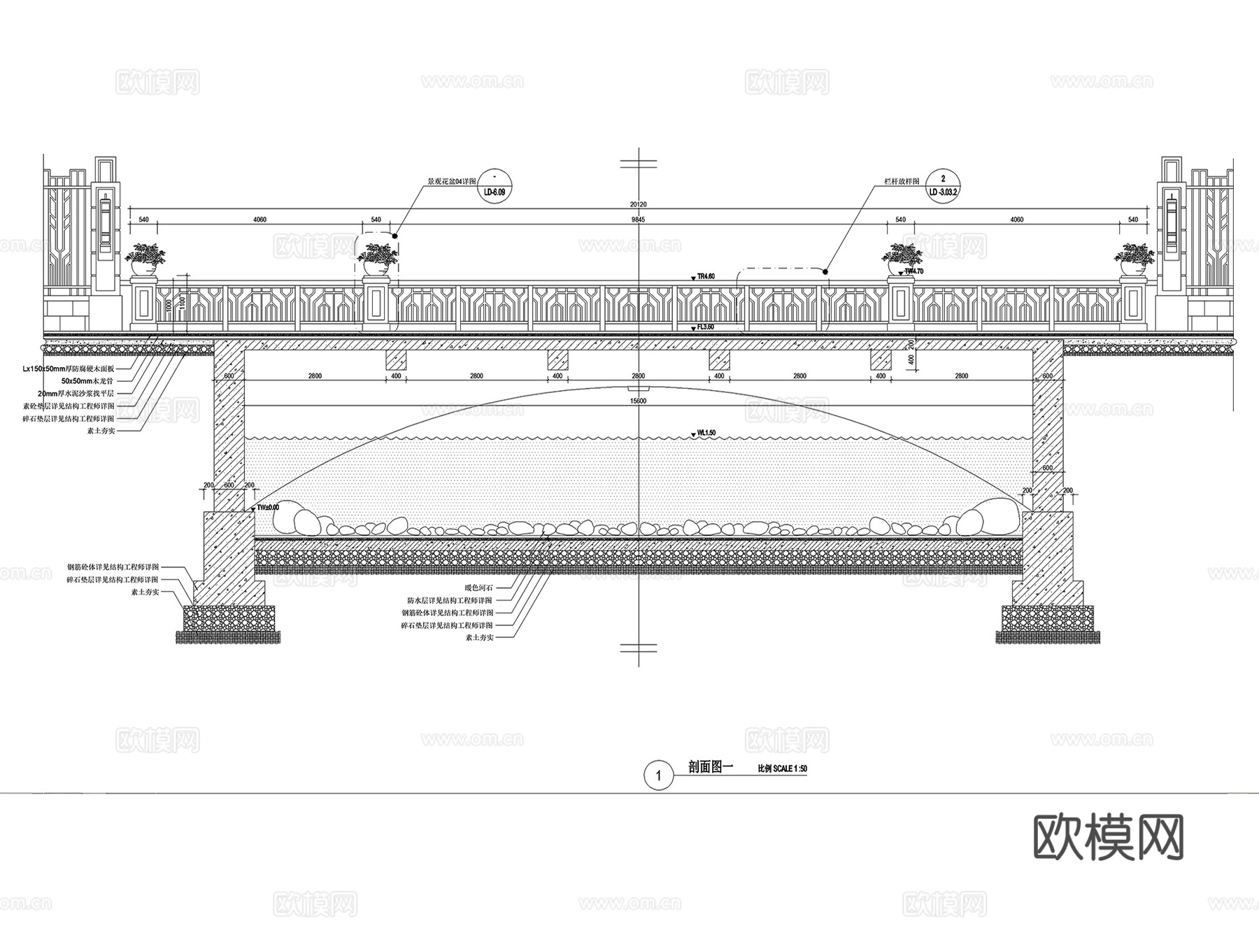 滨水观景平台节点大样CAD施工图集cad施工图