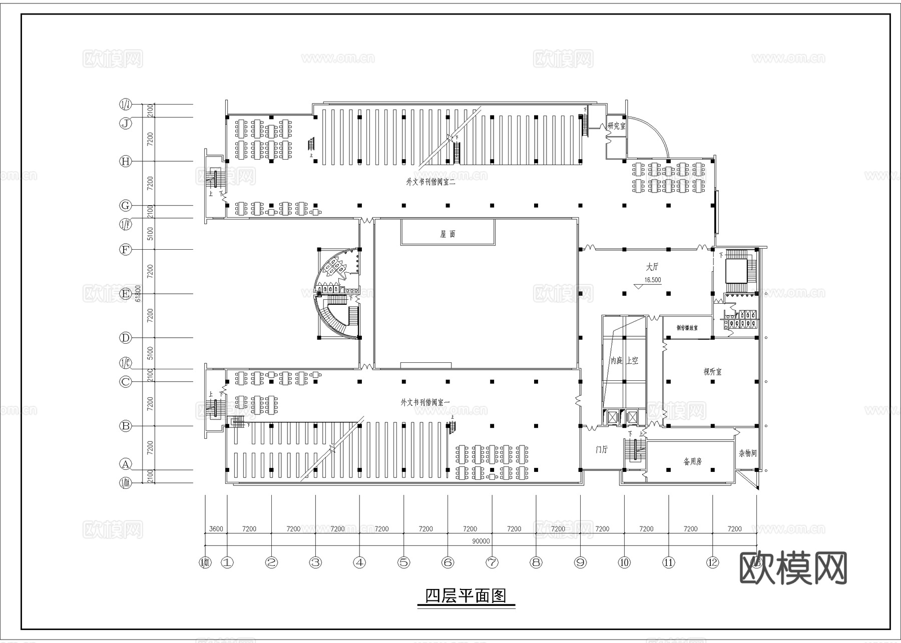 图书馆 最新平面施工图设计cad施工图