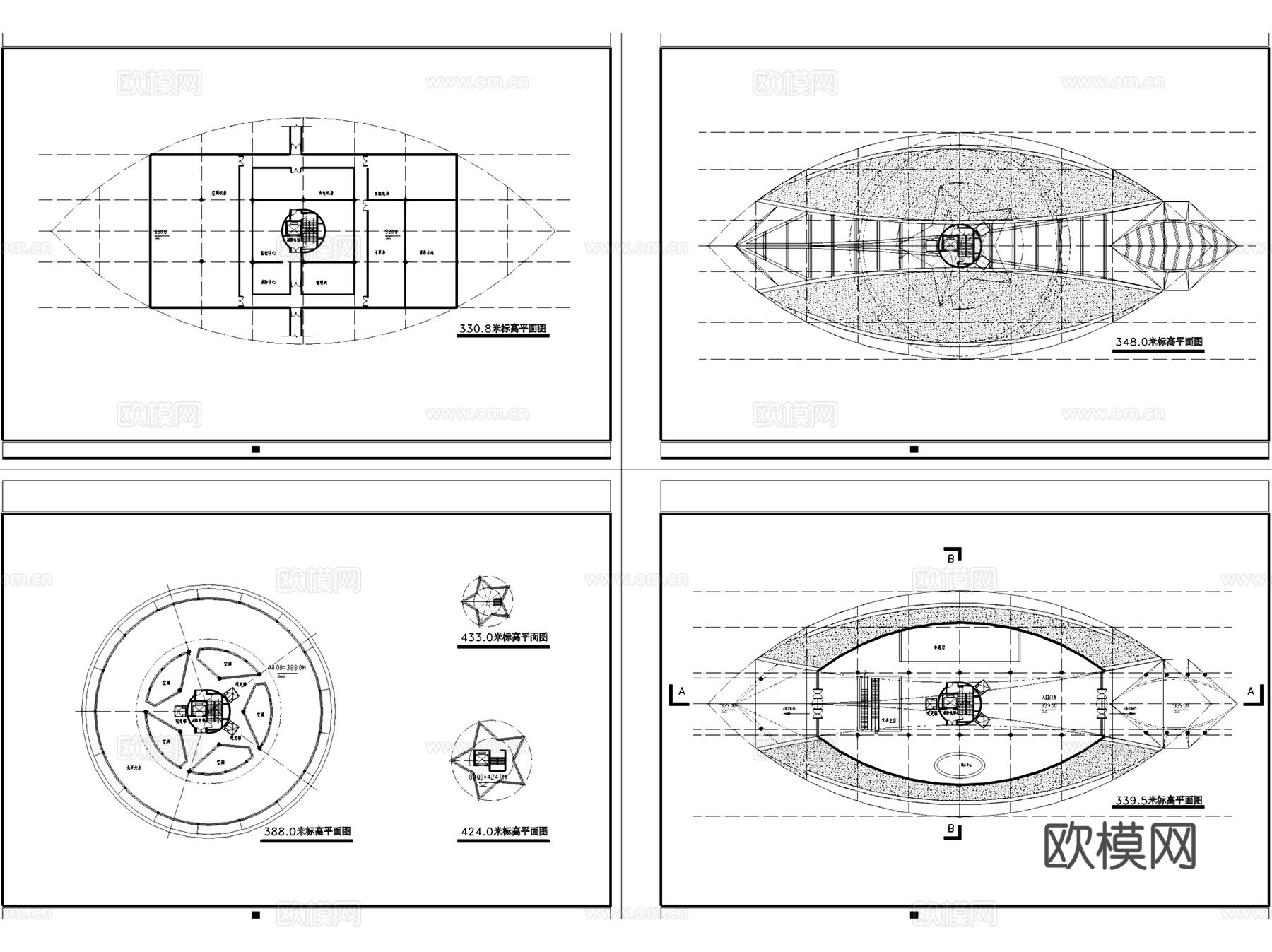观光塔瞭望台观景塔建筑CAD施工图cad施工图