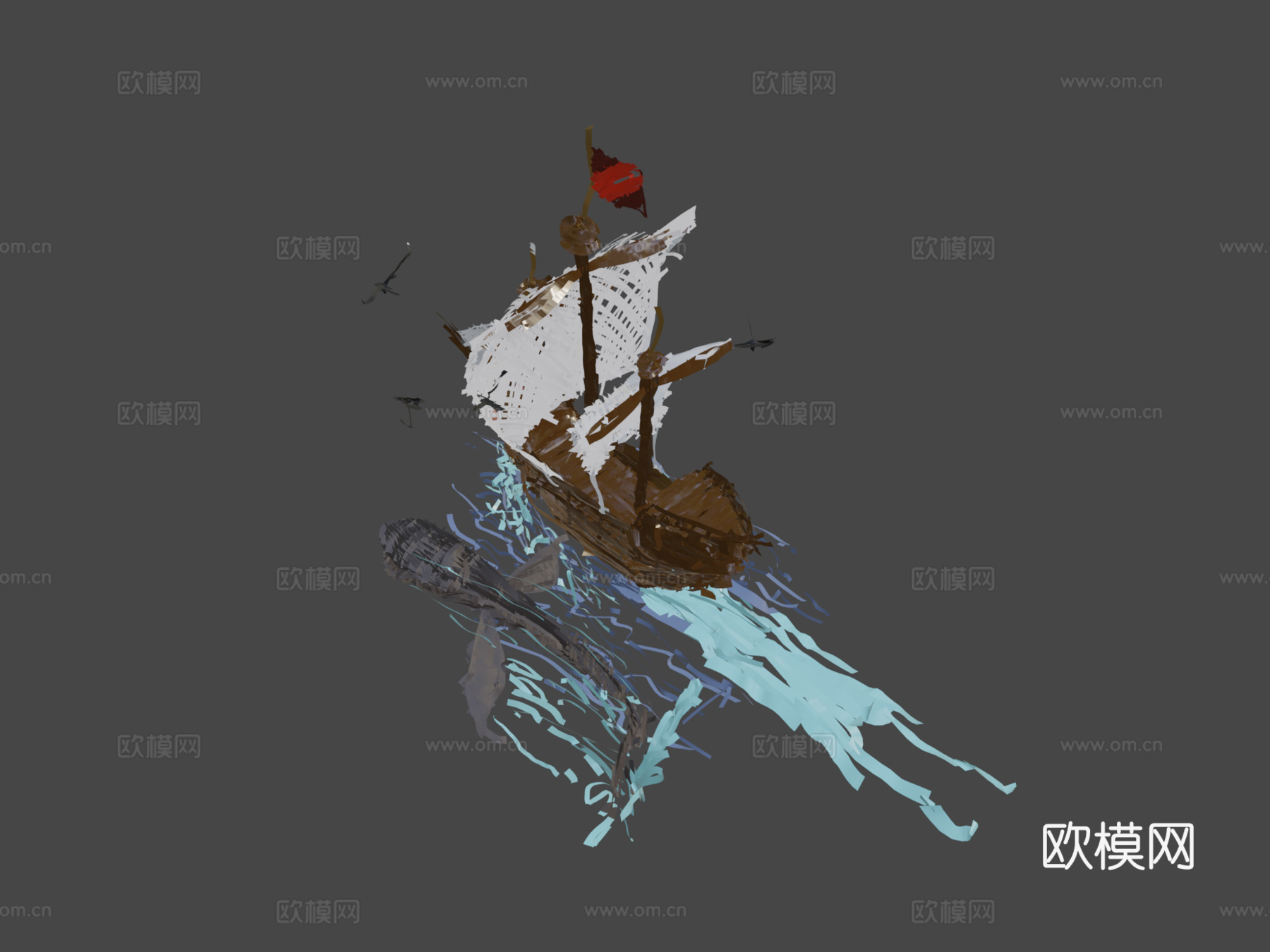 船与鲸3d模型下载（渲染图6）