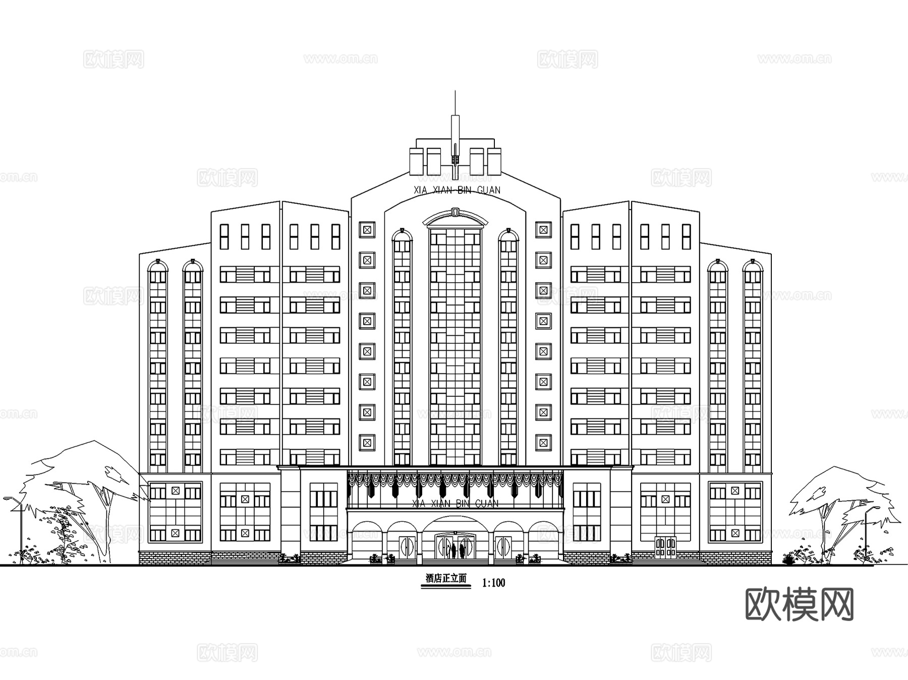 海上明珠酒店规划及建筑CAD施工图集cad施工图