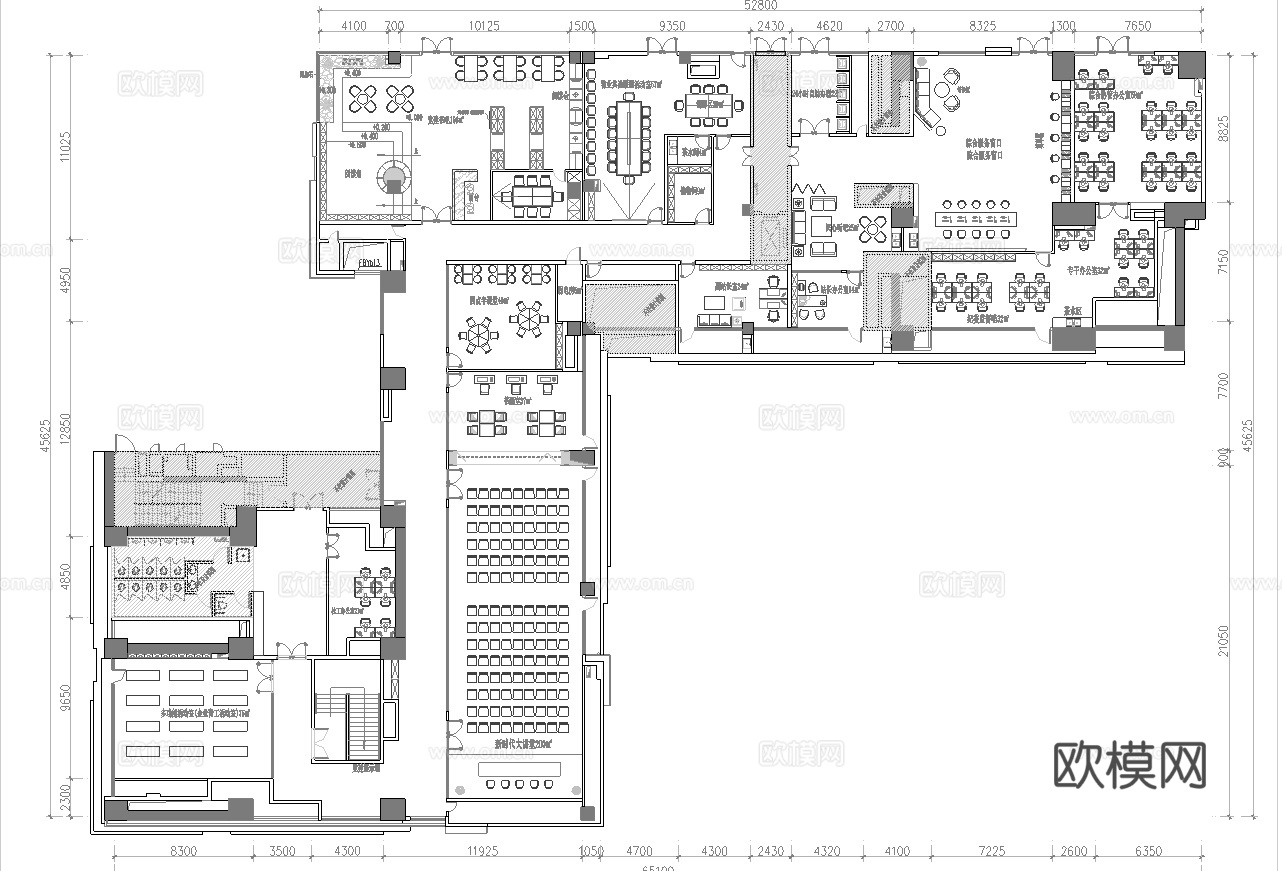 服务中心办公 最新全套施工图设计cad施工图