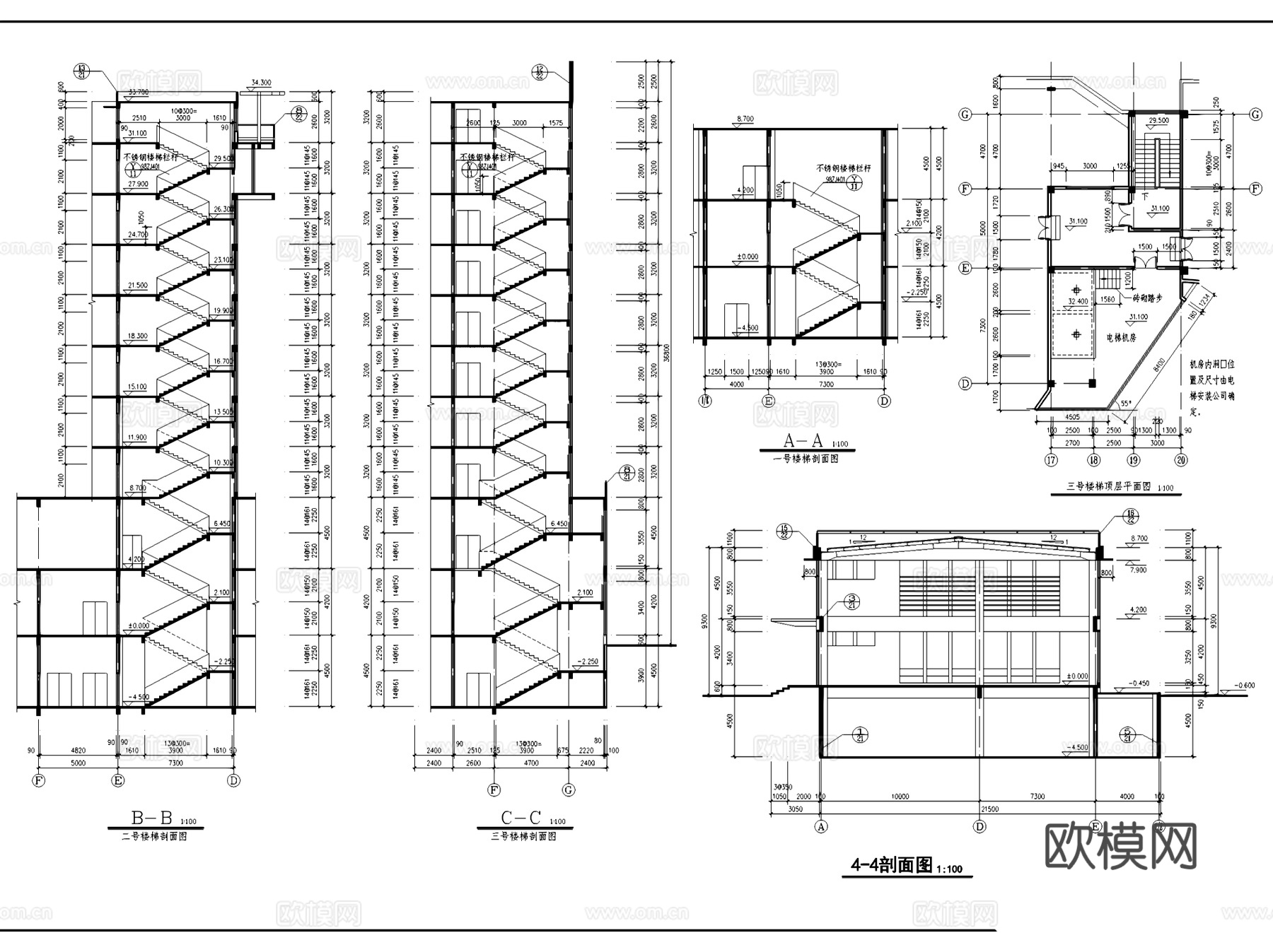 翠湖山庄酒店建筑CAD施工图集cad施工图