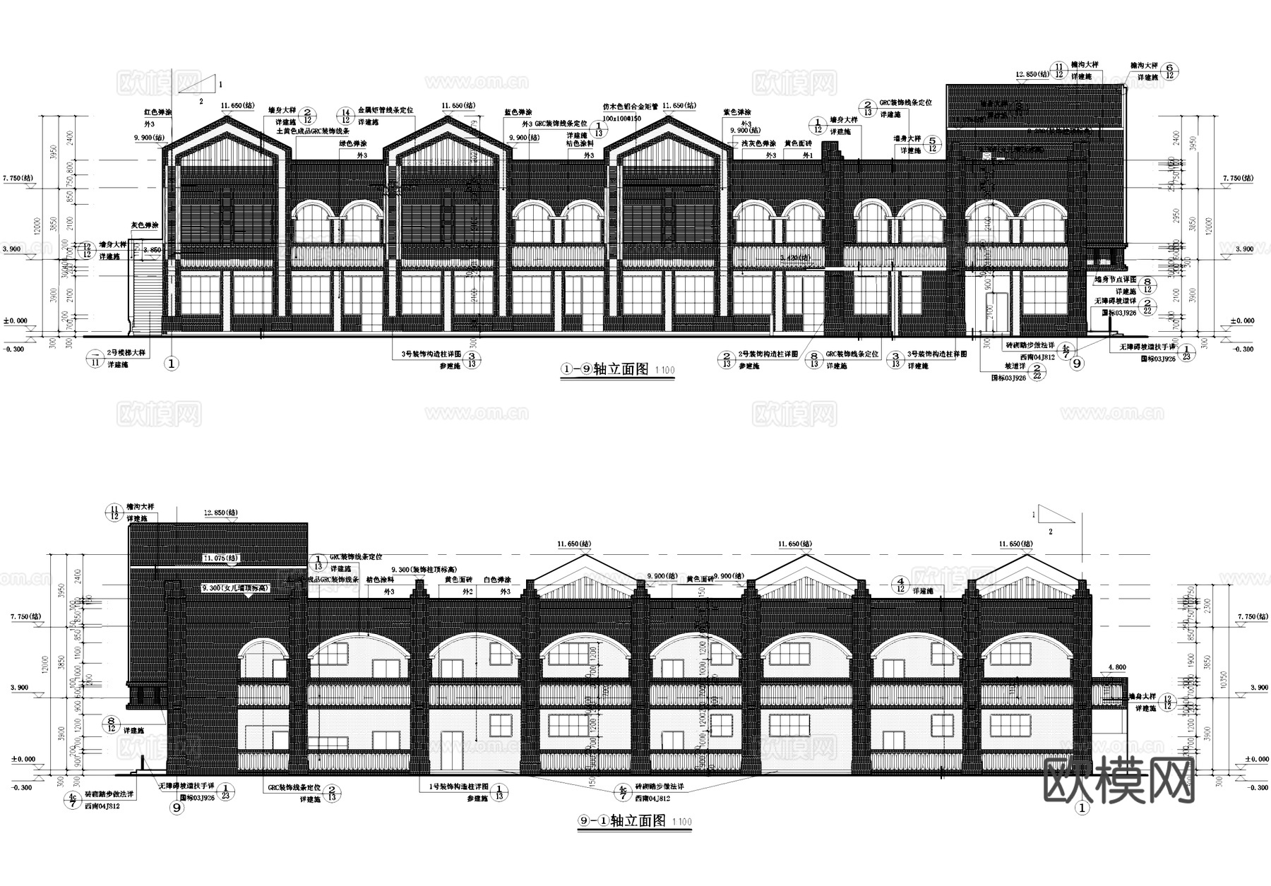 欧式二层幼儿园建筑CAD施工图整套cad施工图