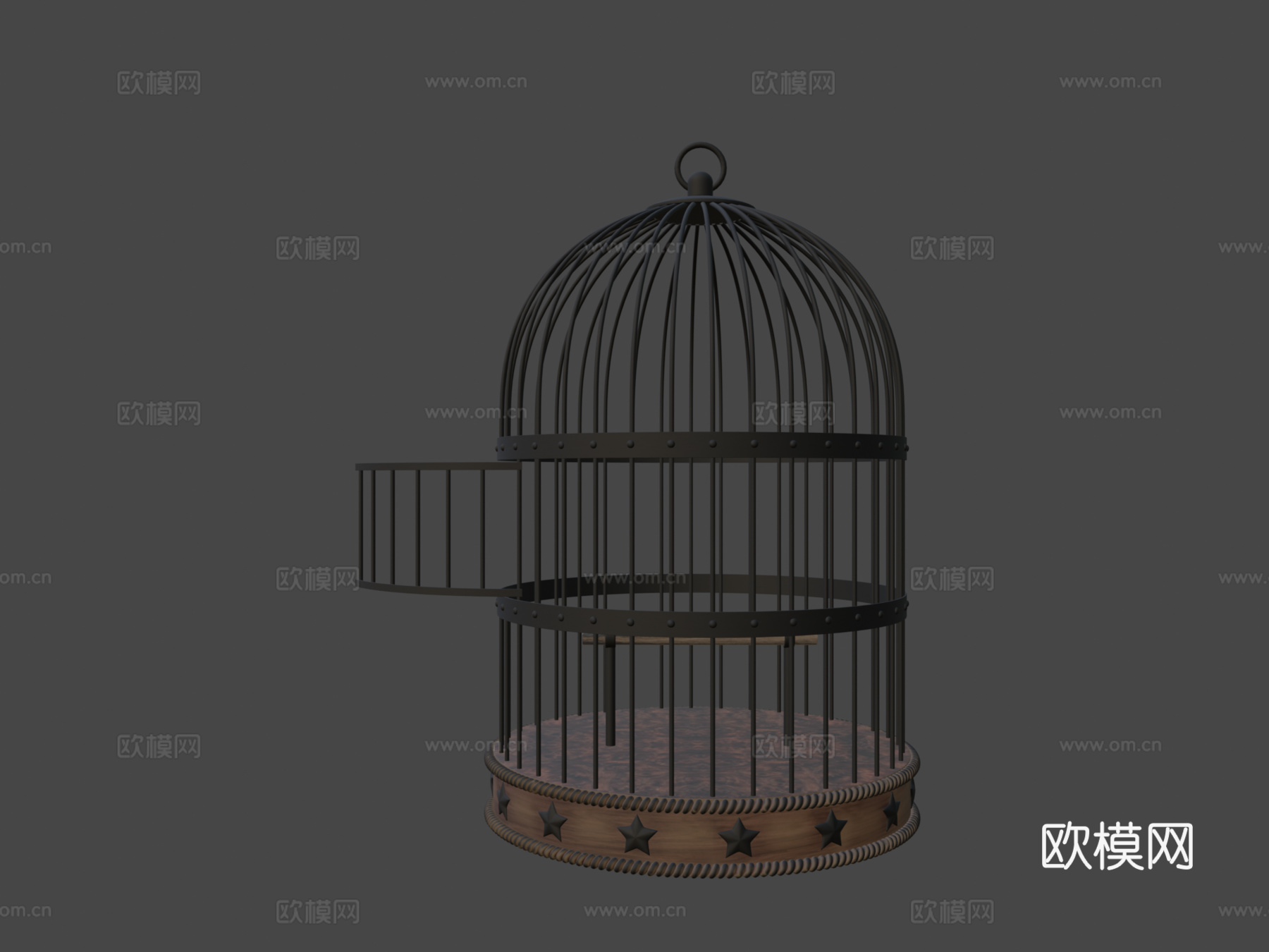 复古金属鸟笼3d模型下载（渲染图7）