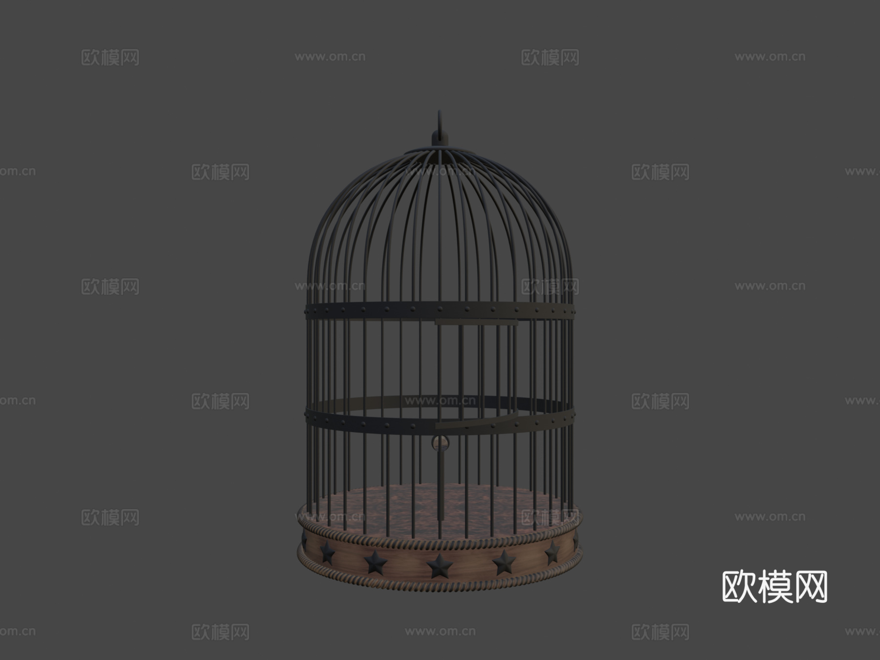 复古金属鸟笼3d模型下载（渲染图6）