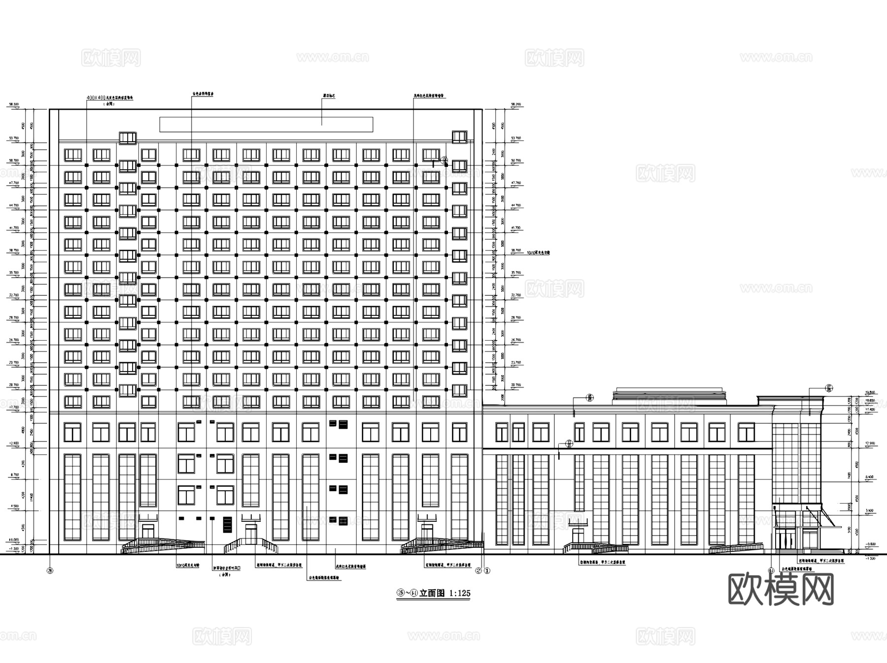 开原大酒店建筑CAD施工图集cad施工图