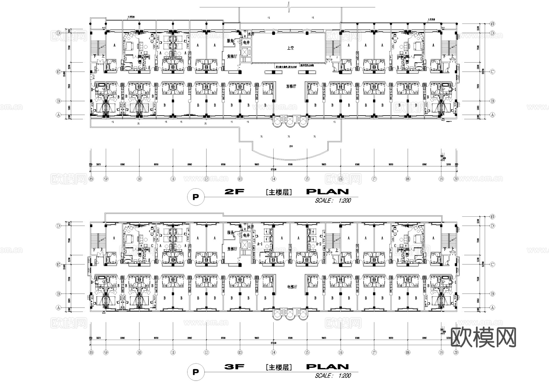 宾馆酒店套间标间室内装饰CAD施工图集cad施工图