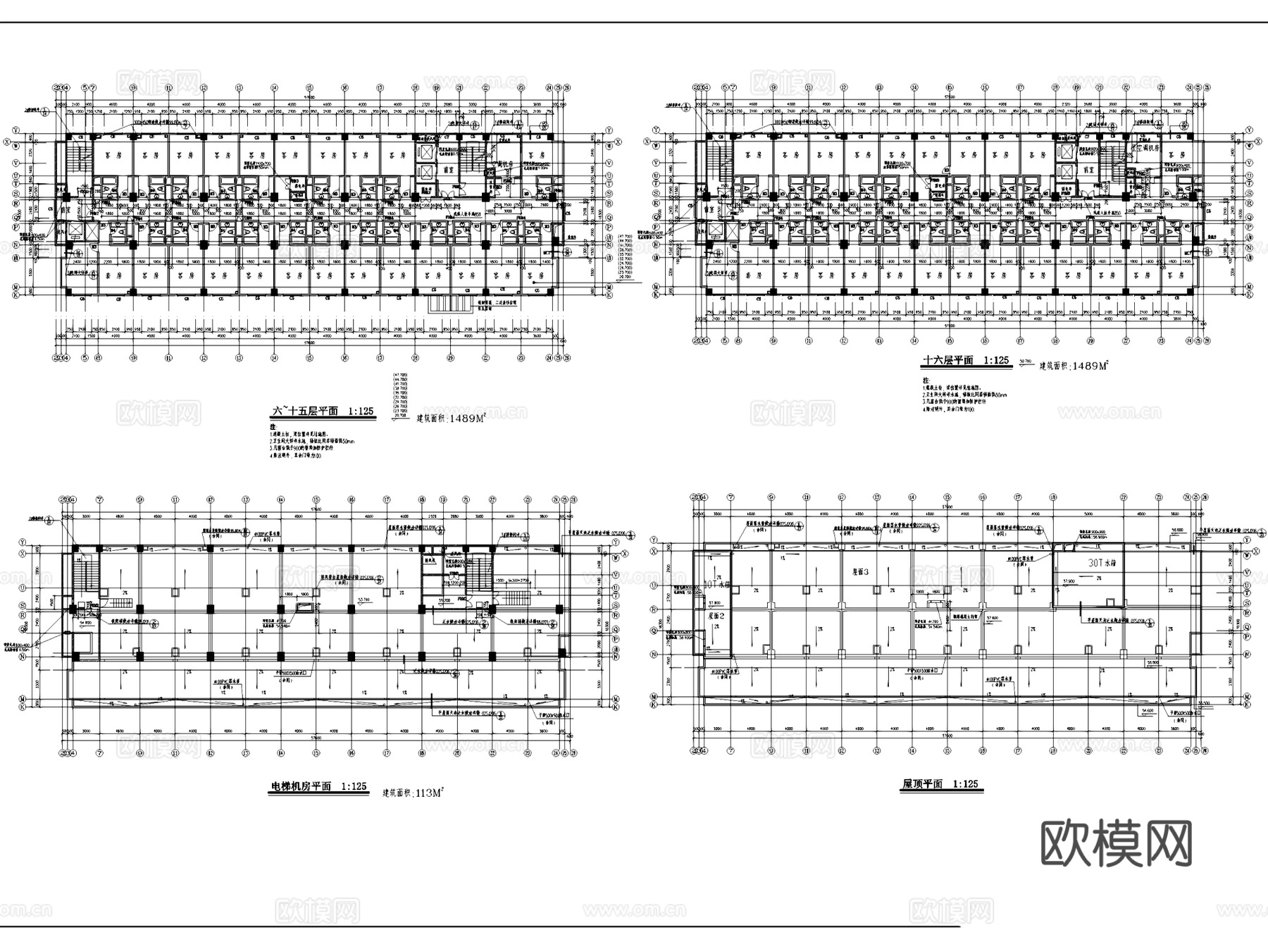开原大酒店建筑CAD施工图集cad施工图